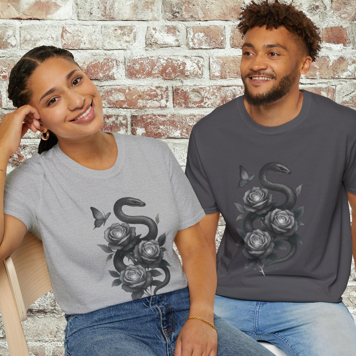 Edgy Black Rose Snake T-Shirt, for Art Lovers | Soft, Stylish & Unique Unisex Tee | Festival Fit or Chill Vibe | Witchy Streetwear Magic product thumbnail image Edgy Black Rose Snake T-Shirt, for Art Lovers | Soft, Stylish & Unique Unisex Tee | Festival Fit or Chill Vibe | Witchy Streetwear Magic product thumbnail image