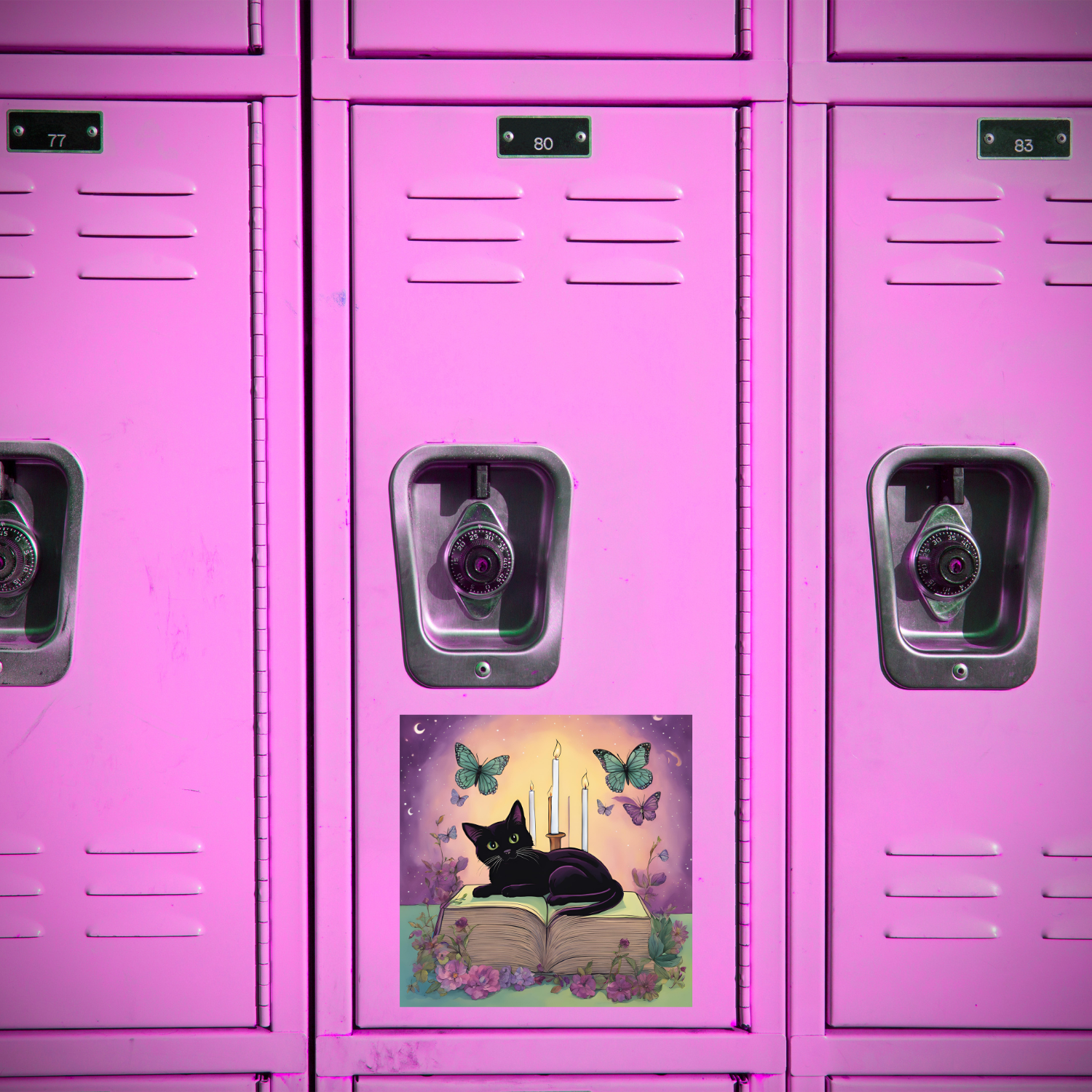 Mystical Blacke Cat Thinking Witchy Stickers – Cute Gifted Cats w/ Evil Ey, Butterfliez &amp; Charmz – Whimsy for Laptop, Bottle, Journal product thumbnail image