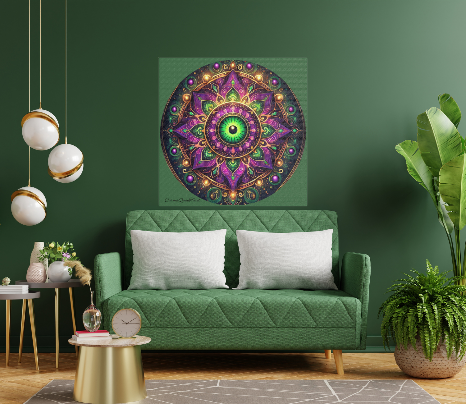 Disguised Evil Eye Mandala Print – Purple & Green Satin Canvas | Dopamine Decor by CarmaQuanTarot Disguised Evil Eye Mandala Print – Purple & Green Satin Canvas | Dopamine Decor by CarmaQuanTarot