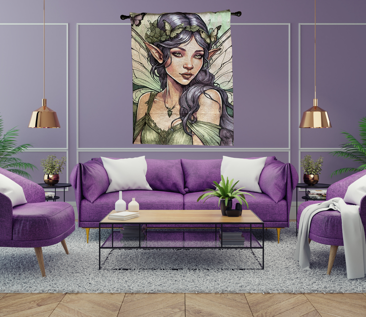 Mystical Fairy Wall Tapestry - Enchanting Home Decor for Spiritual Lovers, Boho Wall Hanging, Fantasy Art for Living Room, Bedroom, and Meditation Spaces by CarmaQuanTarot product thumbnail image