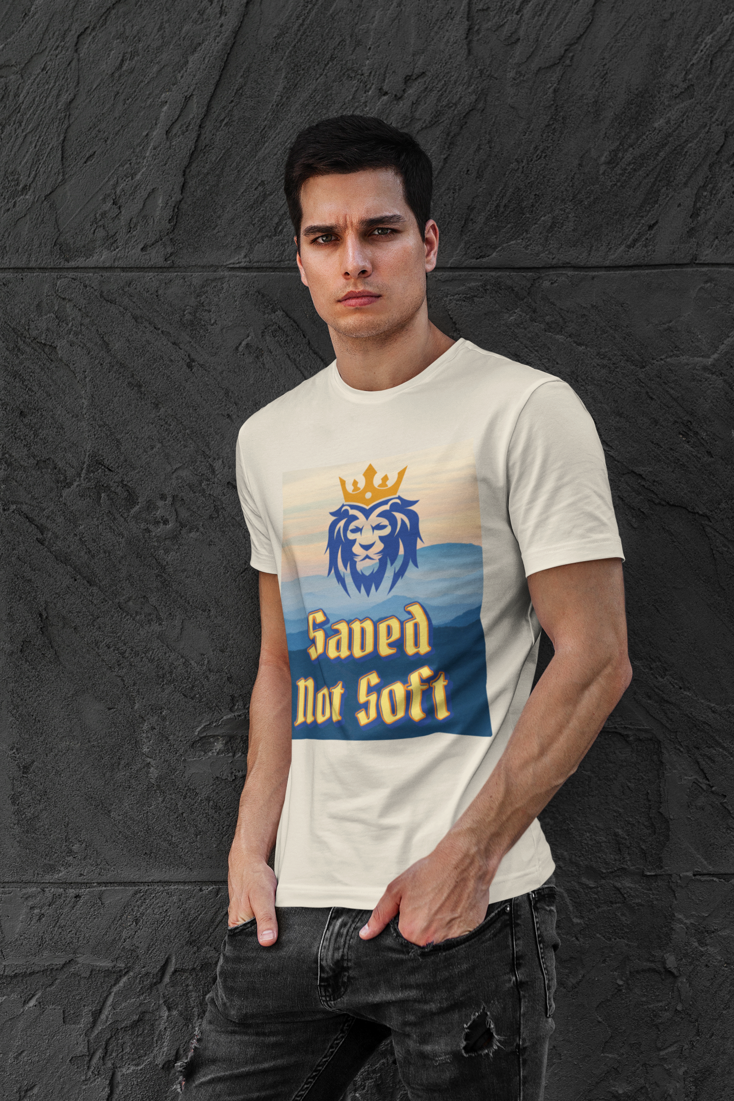Men's Christian T-Shirt Jesus Shirt Casual Church Faith based Guy's T-Shirt Gift Idea Lion
