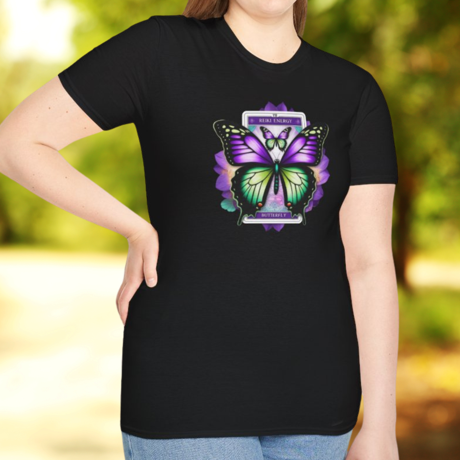 Colorful Reiki Butterfly Tarot T-Shirt – Unisex Boho Tee for Nature Lovers, Festival Fashion & Eco Style product thumbnail image Colorful Reiki Butterfly Tarot T-Shirt – Unisex Boho Tee for Nature Lovers, Festival Fashion & Eco Style product thumbnail image