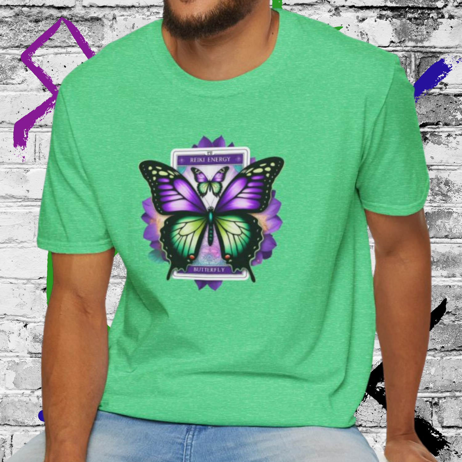 Colorful Reiki Butterfly Tarot T-Shirt – Unisex Boho Tee for Nature Lovers, Festival Fashion &amp; Eco Style