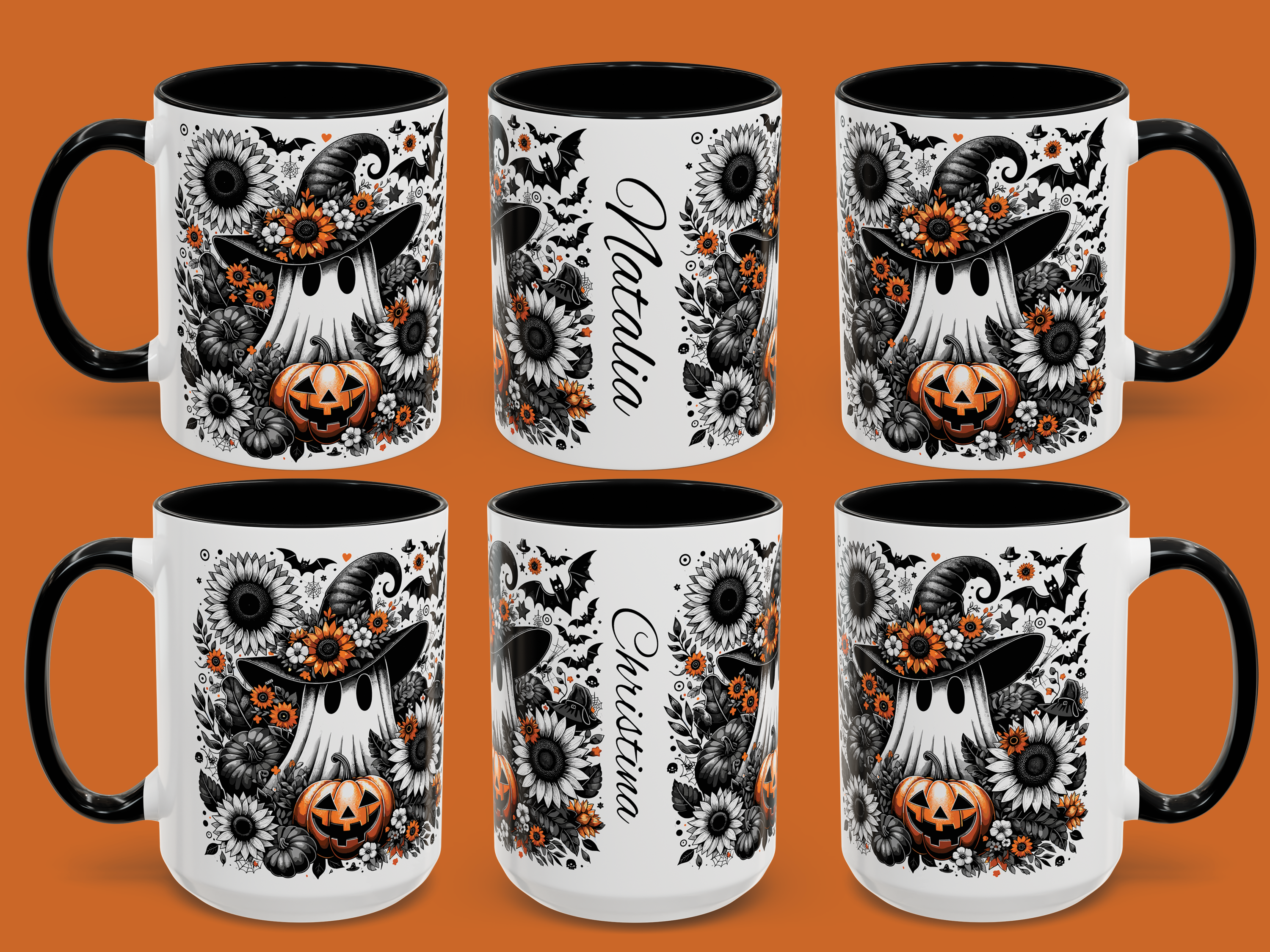 Personalized Halloween Ghost &amp; Pumpkin Coffee Mug, Spooky Mug, Fall Decor, Gift for Coffee Lovers, Halloween Decoration, Witchy Mug