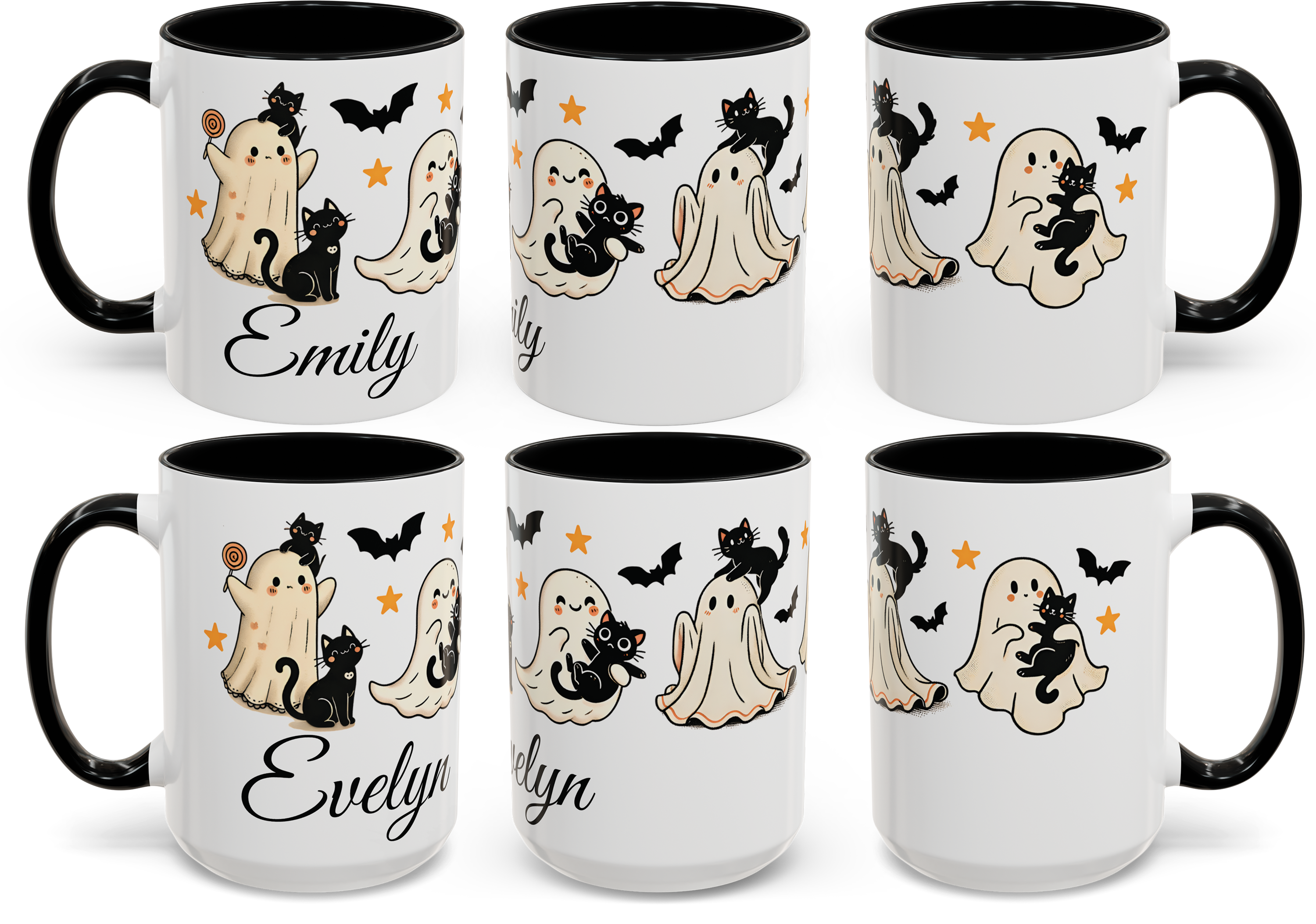 Cute Halloween Ghosts & Cats Coffee Mug | Perfect for Fall, Spooky Season, Witchy Gifts, Cat Lovers, Sipping Hot Drinks product thumbnail image Cute Halloween Ghosts & Cats Coffee Mug | Perfect for Fall, Spooky Season, Witchy Gifts, Cat Lovers, Sipping Hot Drinks product thumbnail image