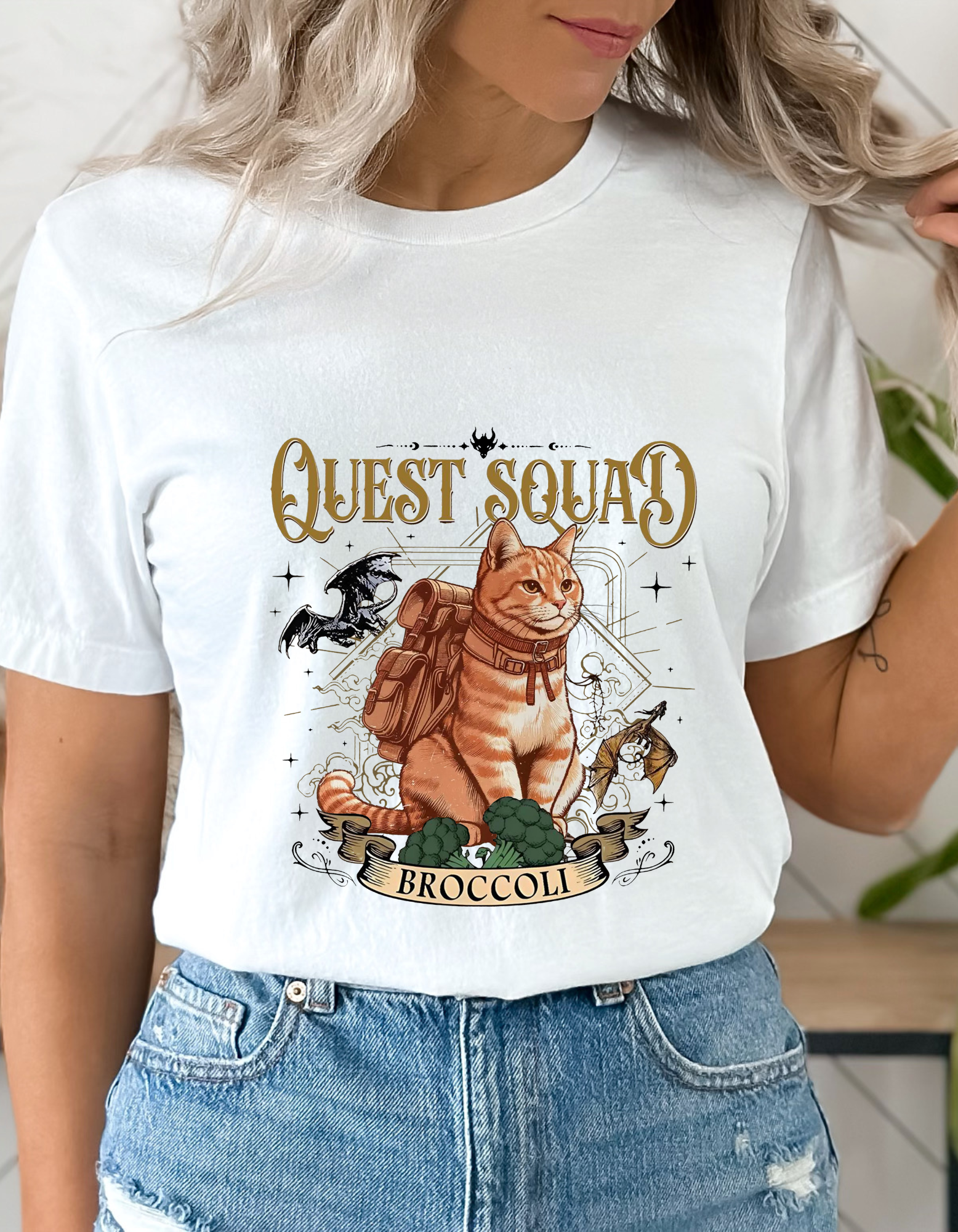 Quest Squad Unisex Jersey Short Sleeve Tee, Cute Cat Tee, Animal Lover Gift, Fun Graphic Shirt, Gift for Friends, Casual Outfit