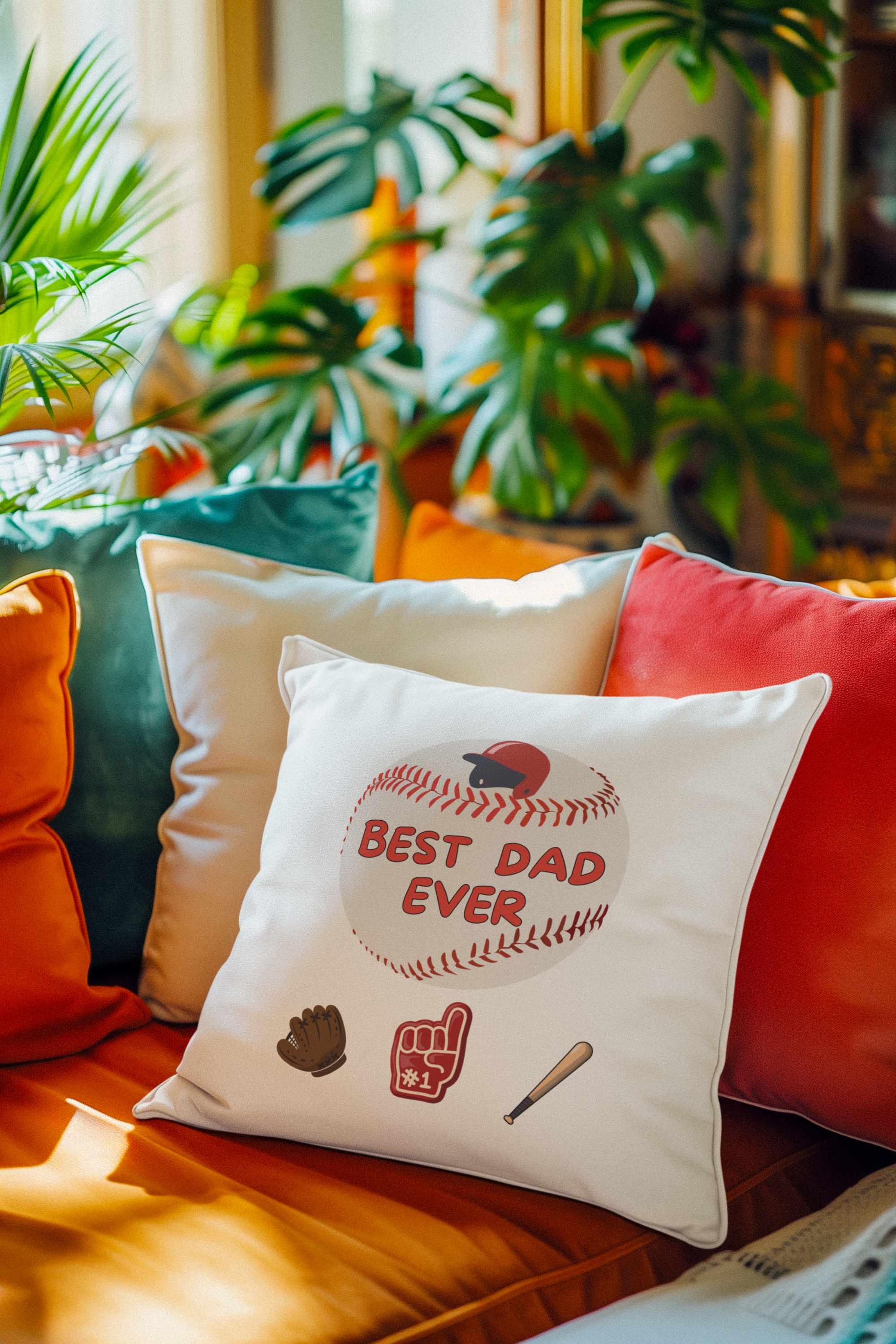 Baseball-Themed Pillow for Dad, Perfect Father's Day Gift, Personalized Home Decor, Dad's Lounge Must-Have, Cozy Cushion product thumbnail image