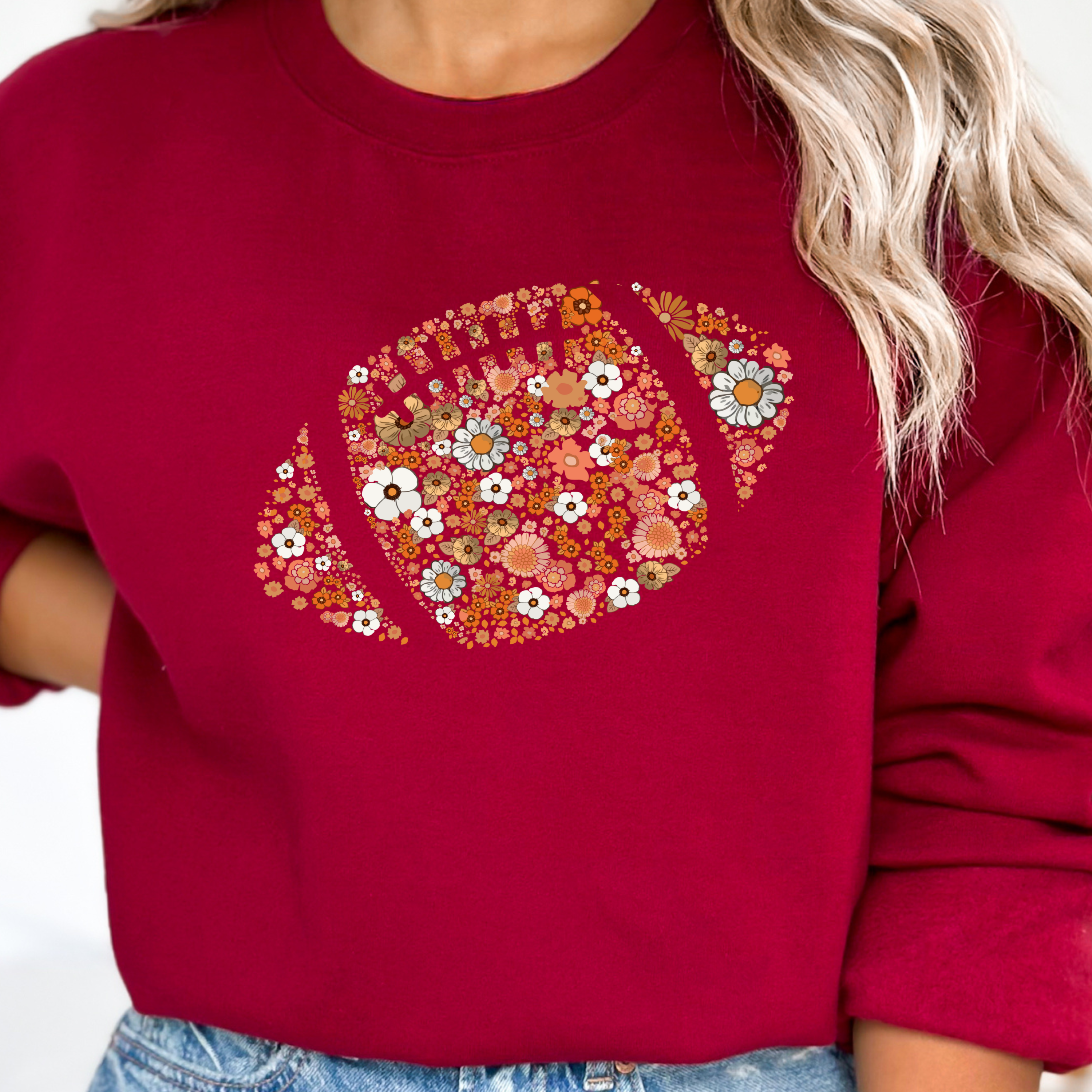 Floral Football Sweatshirt for Cozy Fans, Unisex Crewneck, Perfect for Gifting, Game Day Style, Sports Lover Gift product thumbnail image Floral Football Sweatshirt for Cozy Fans, Unisex Crewneck, Perfect for Gifting, Game Day Style, Sports Lover Gift product thumbnail image