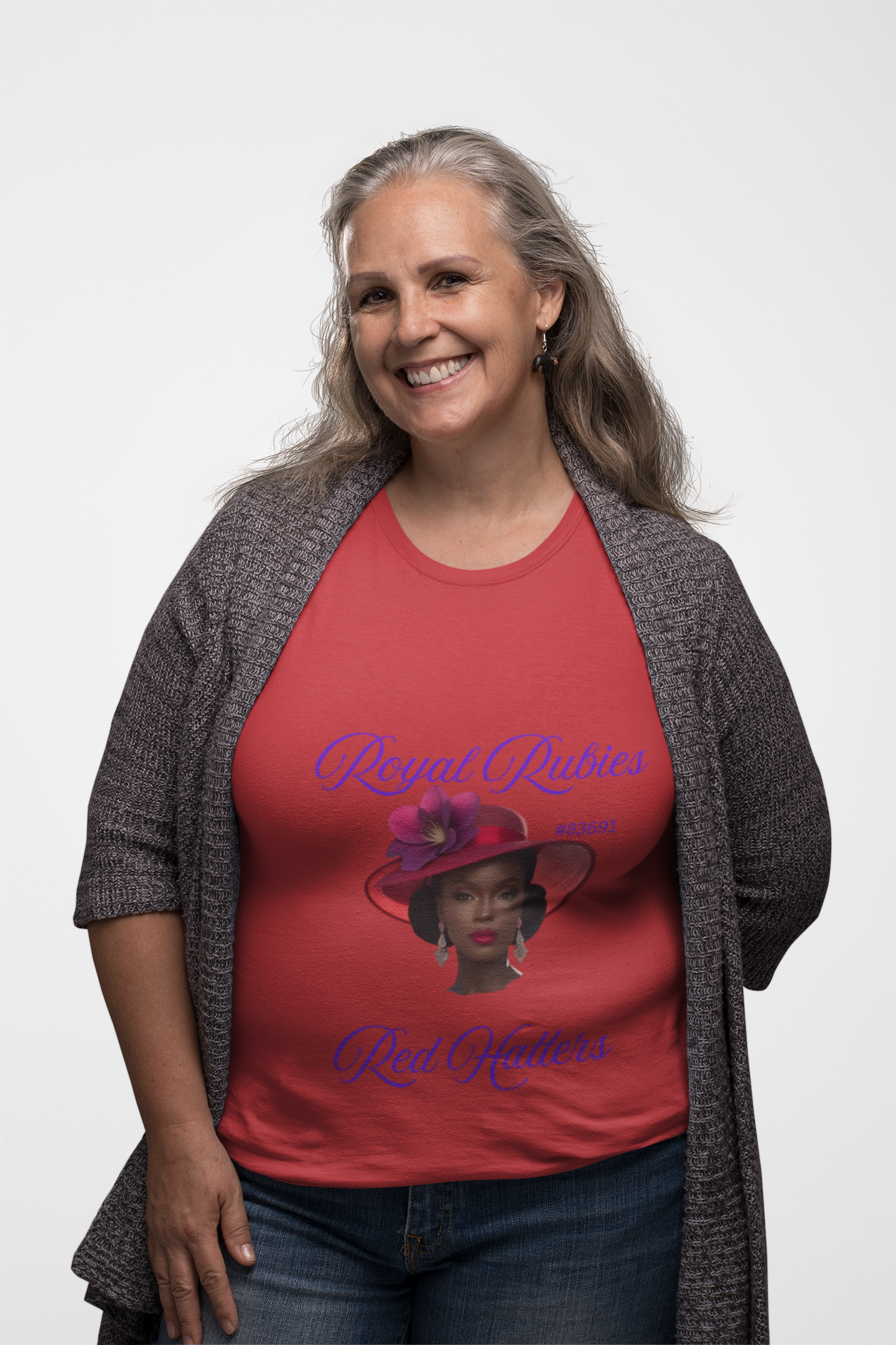 Elegant Red Long Sleeve Tee with Lady Lorraine Design, Fashion Statement Shirt, Stylish Gift for Her, Unique Casual Wear, Perfect for [...] product thumbnail image