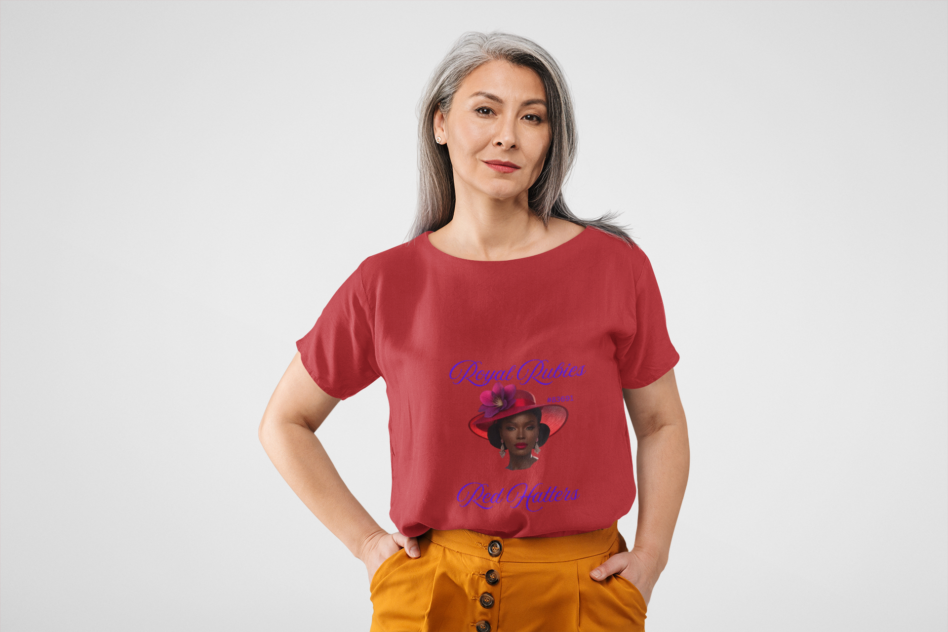 Elegant Red Long Sleeve Tee with Lady Lorraine Design, Fashion Statement Shirt, Stylish Gift for Her, Unique Casual Wear, Perfect for [...] product thumbnail image