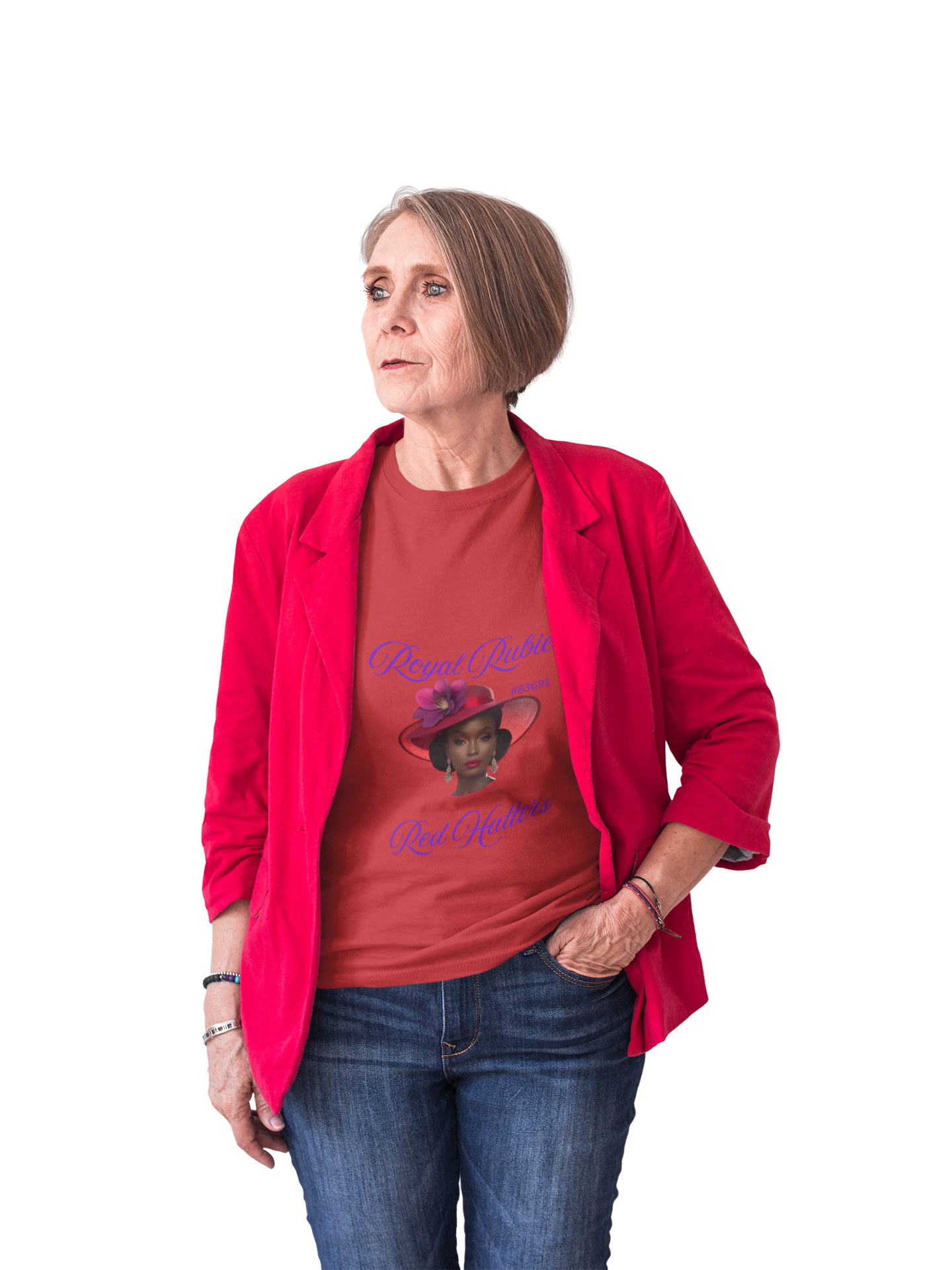 Elegant Red Long Sleeve Tee with Lady Lorraine Design, Fashion Statement Shirt, Stylish Gift for Her, Unique Casual Wear, Perfect for [...] product thumbnail image