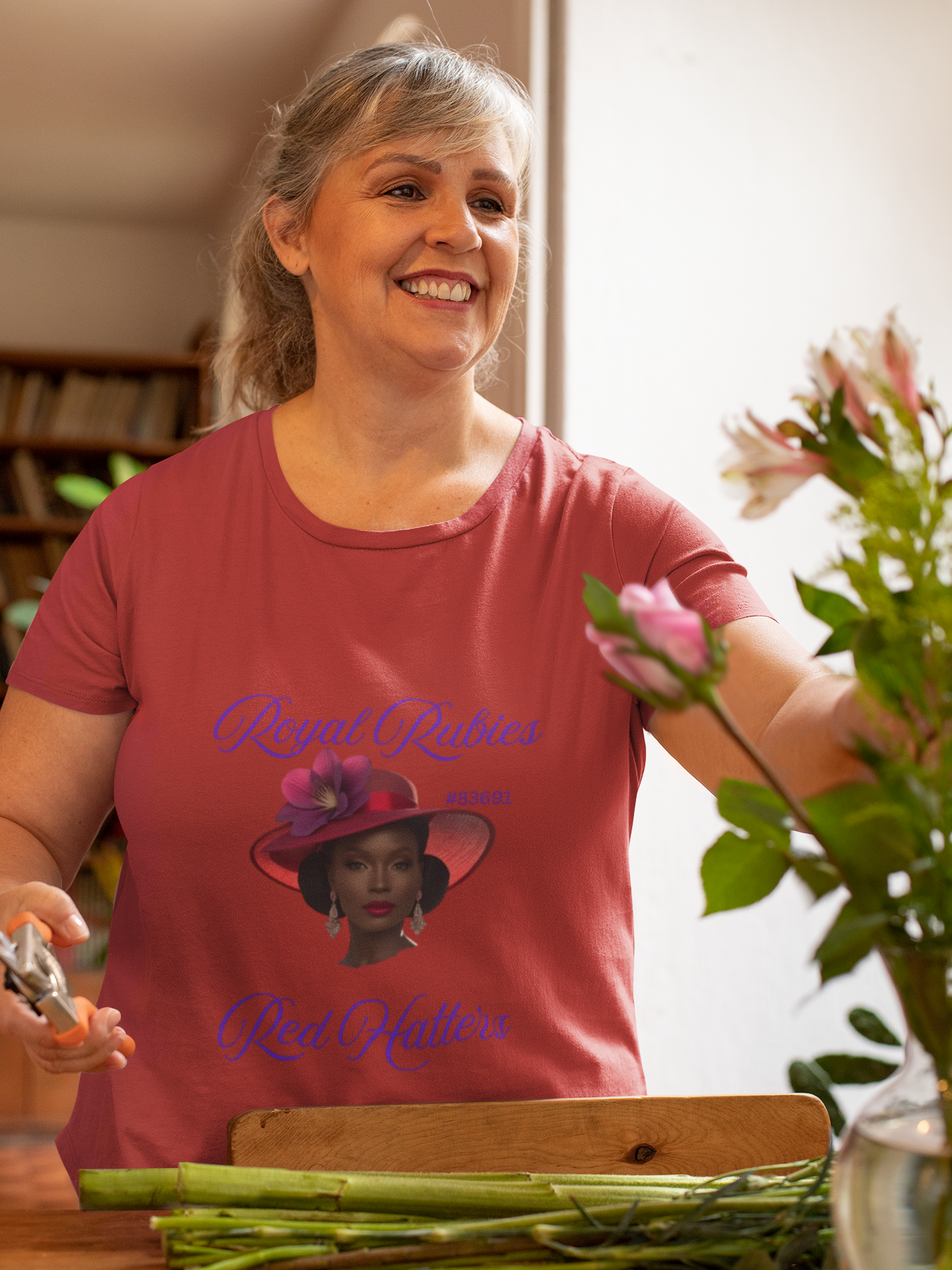 Regal Rubies Red Hat Society Long Sleeve Tee, Comfortable Shirt for Red Hatters, Stylish Gift for Ladies, Unique Fashion Top, Perfect [...] product thumbnail image