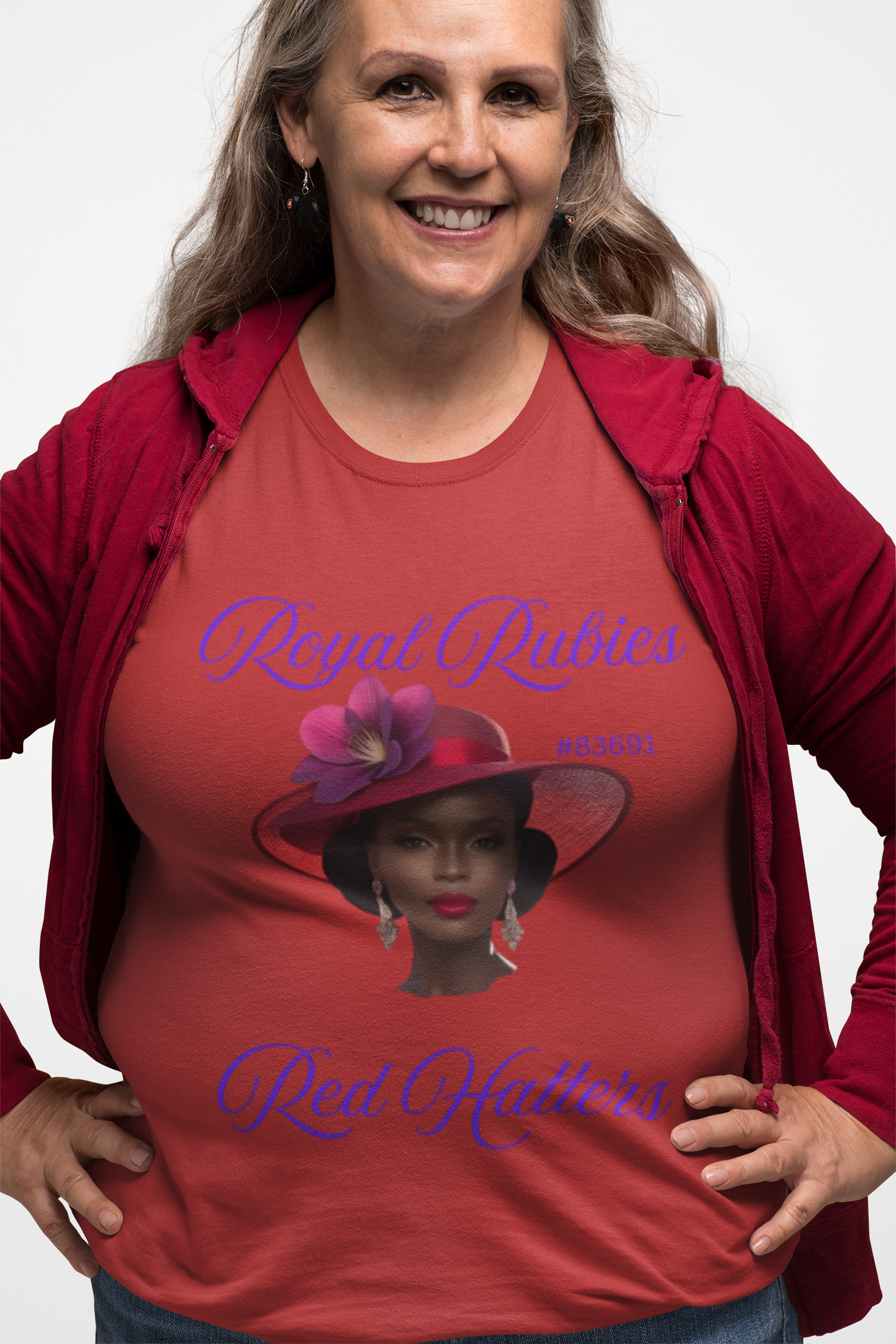 Regal Rubies Red Hat Society Long Sleeve Tee, Comfortable Shirt for Red Hatters, Stylish Gift for Ladies, Unique Fashion Top, Perfect [...] product thumbnail image