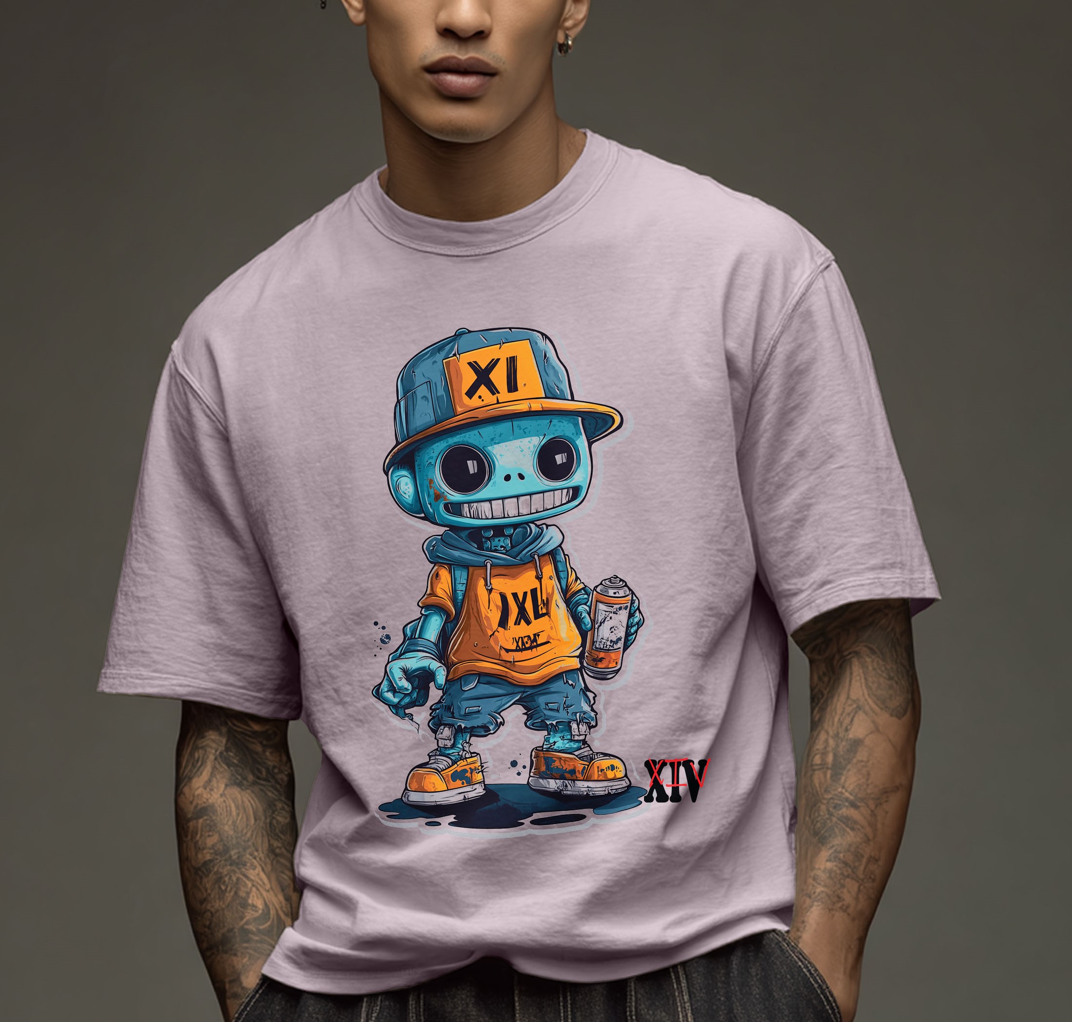Graffiti Robot Character T-Shirt – Bold Urban Streetwear