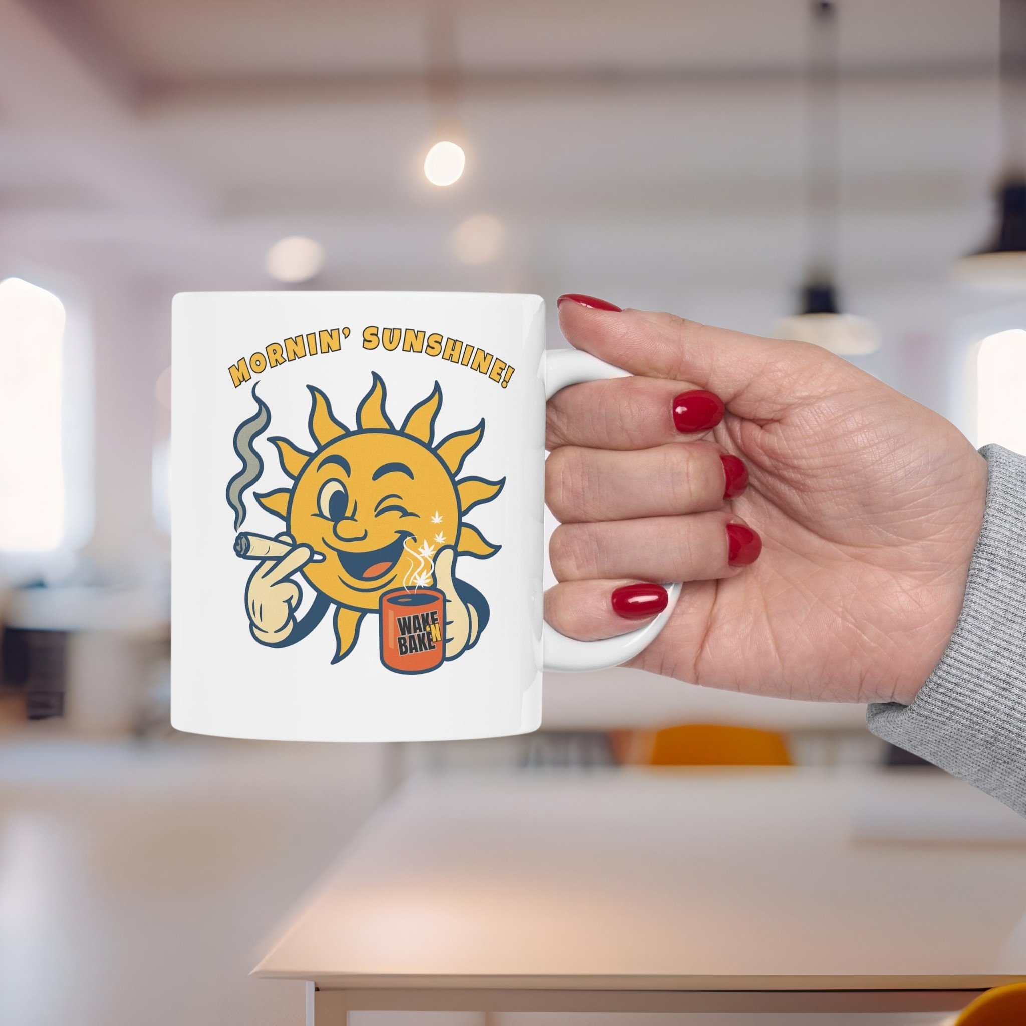 Funny "Mornin' Sunshine" Marijuana Sun Ceramic Mug product thumbnail image Funny "Mornin' Sunshine" Marijuana Sun Ceramic Mug product thumbnail image