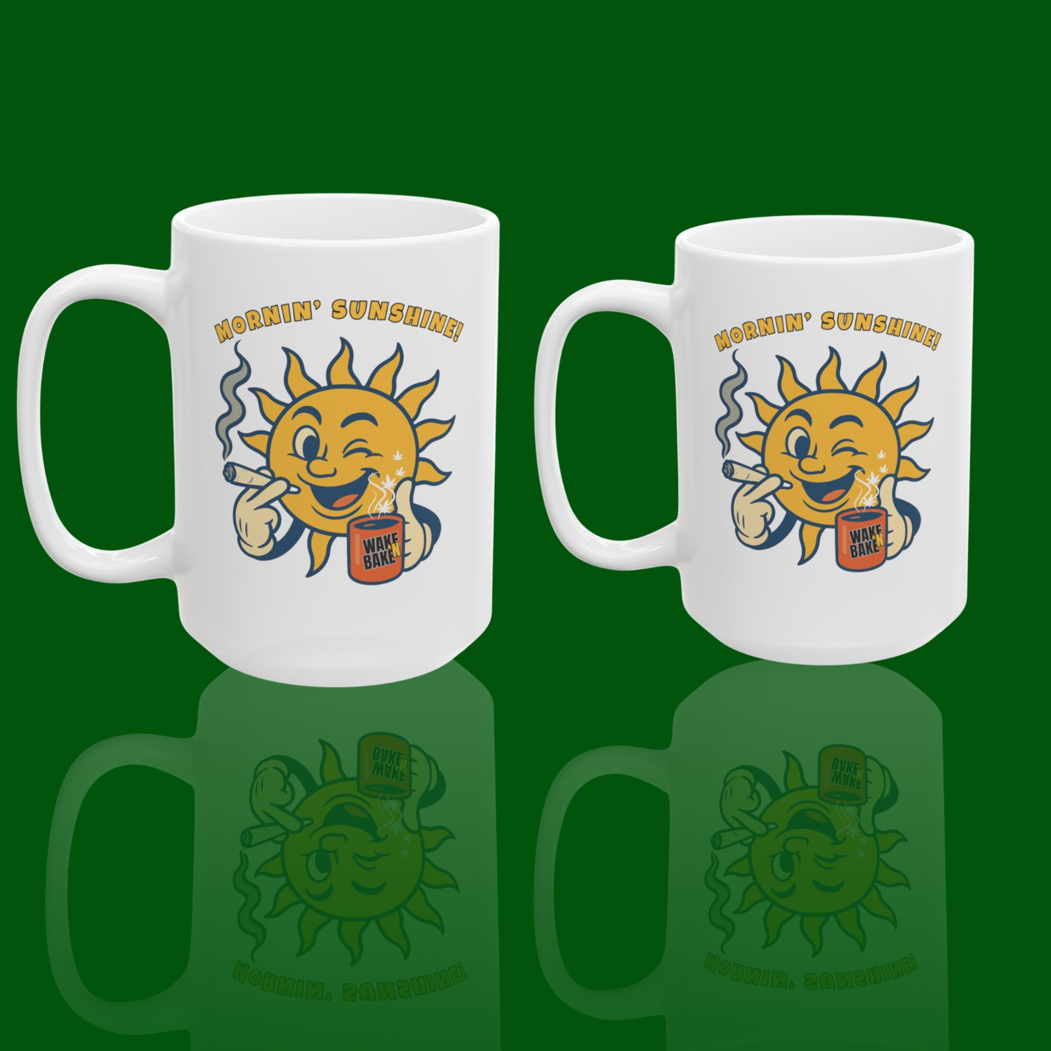 Funny "Mornin' Sunshine" Marijuana Sun Ceramic Mug