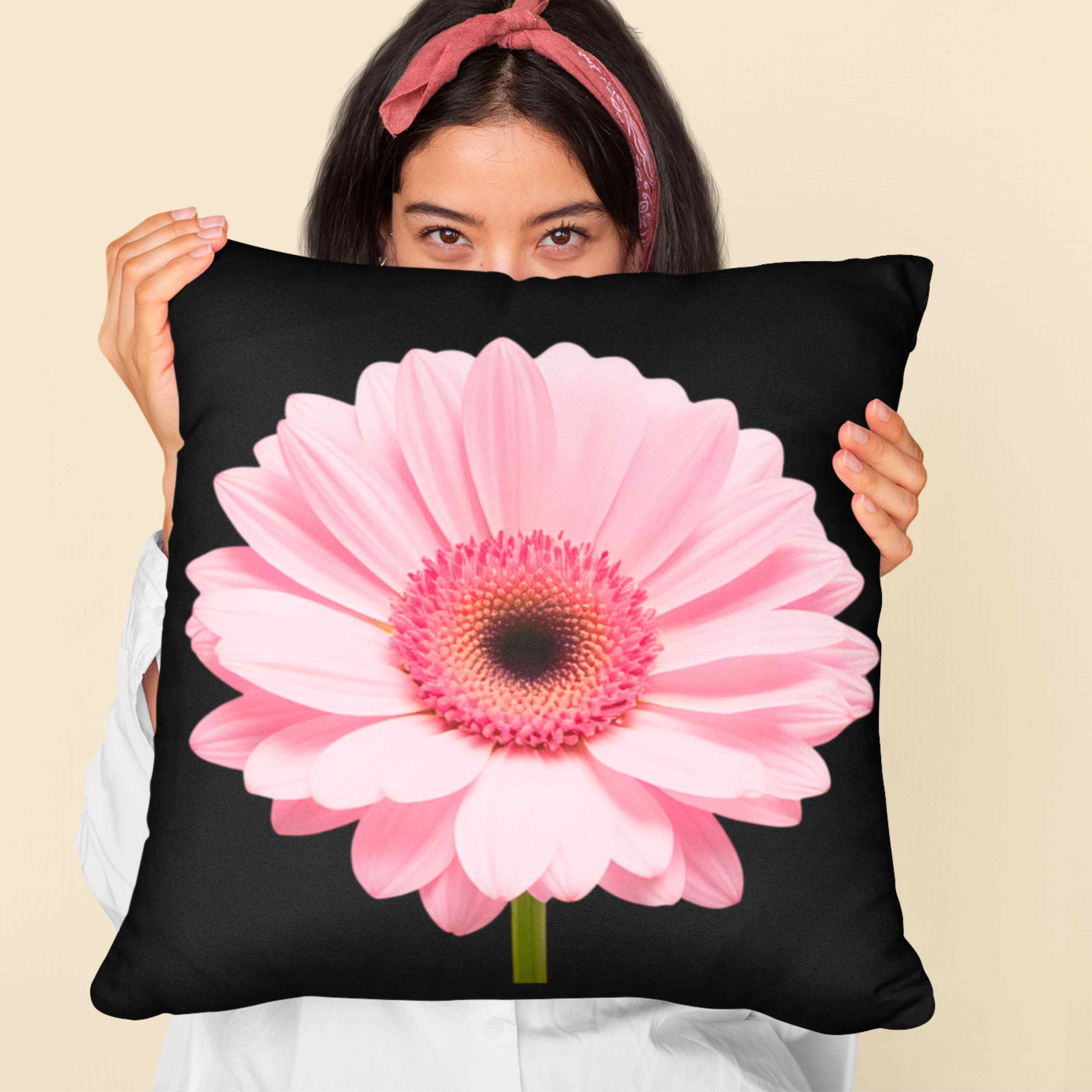Pink Gerbera Daisy Square Pillow | Floral Accent Cushion for Home Decor, Gift for Her, Spring Decor, Flower Lover's Decorative Pillow product thumbnail image