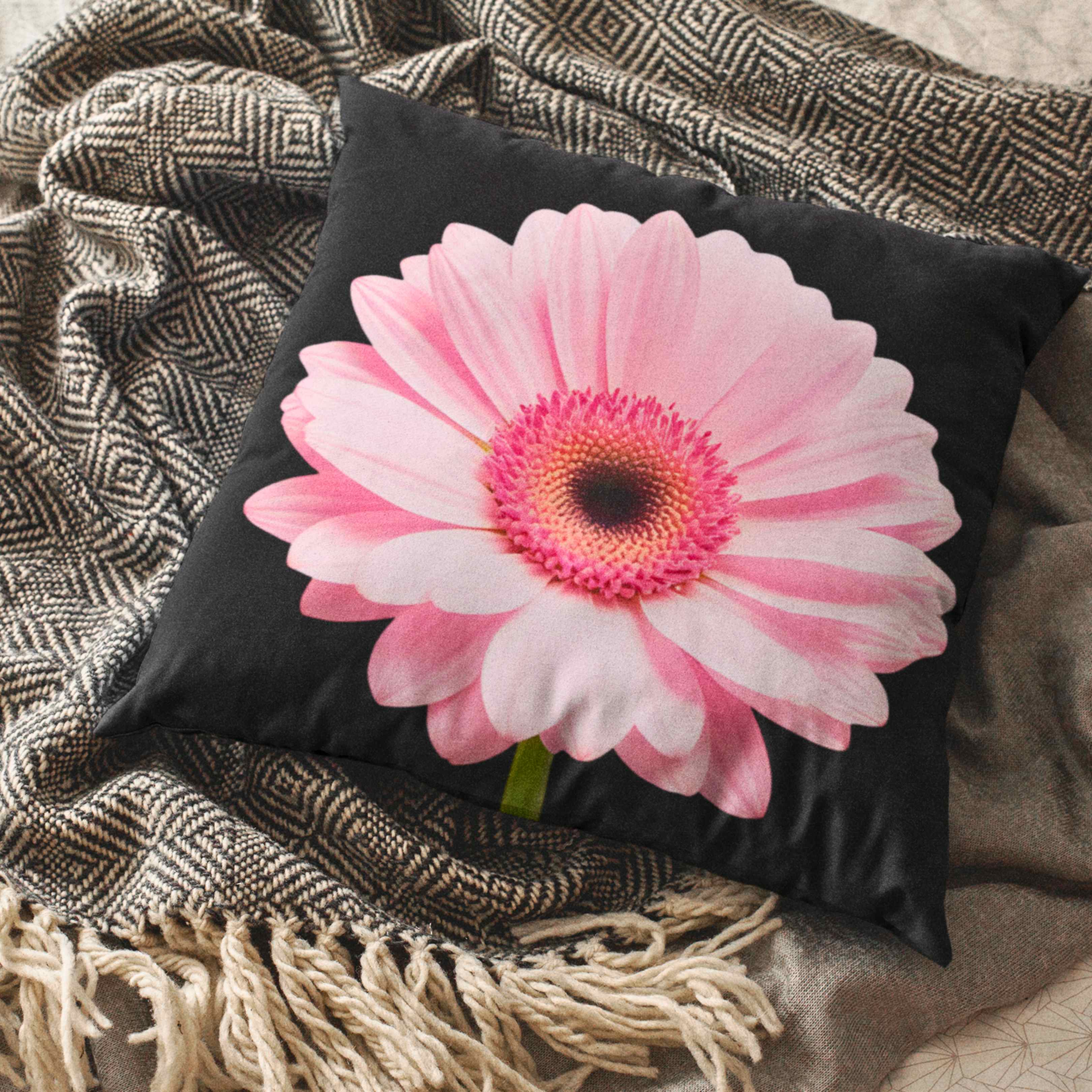Pink Gerbera Daisy Square Pillow | Floral Accent Cushion for Home Decor, Gift for Her, Spring Decor, Flower Lover's Decorative Pillow product thumbnail image