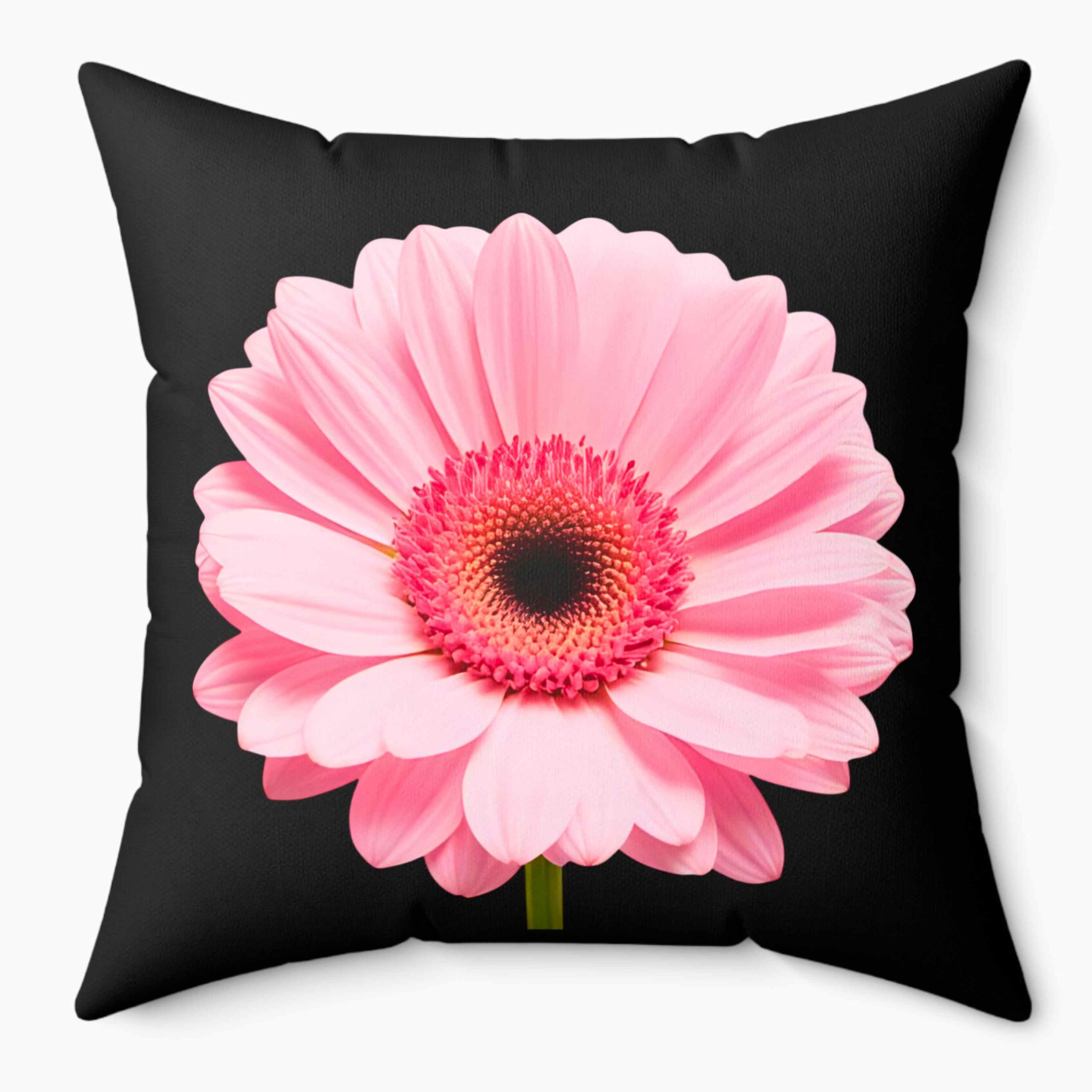 Pink Gerbera Daisy Square Pillow | Floral Accent Cushion for Home Decor, Gift for Her, Spring Decor, Flower Lover's Decorative Pillow product thumbnail image