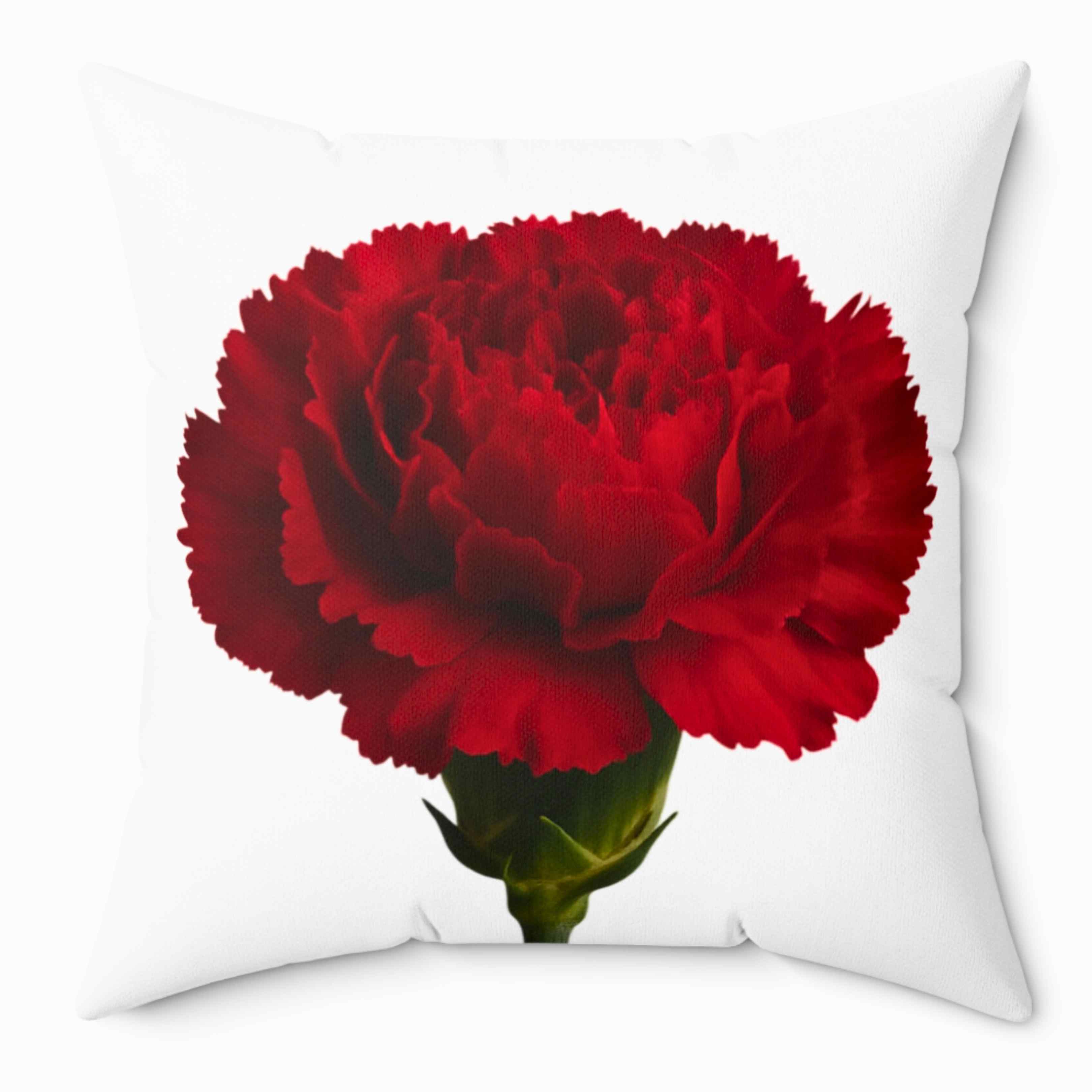 Red Carnation Cushion for Home Decor, Elegant Flower Print Pillow - Gift for Her, Mother's Day, Anniversary, Floral Throw Pillow product thumbnail image