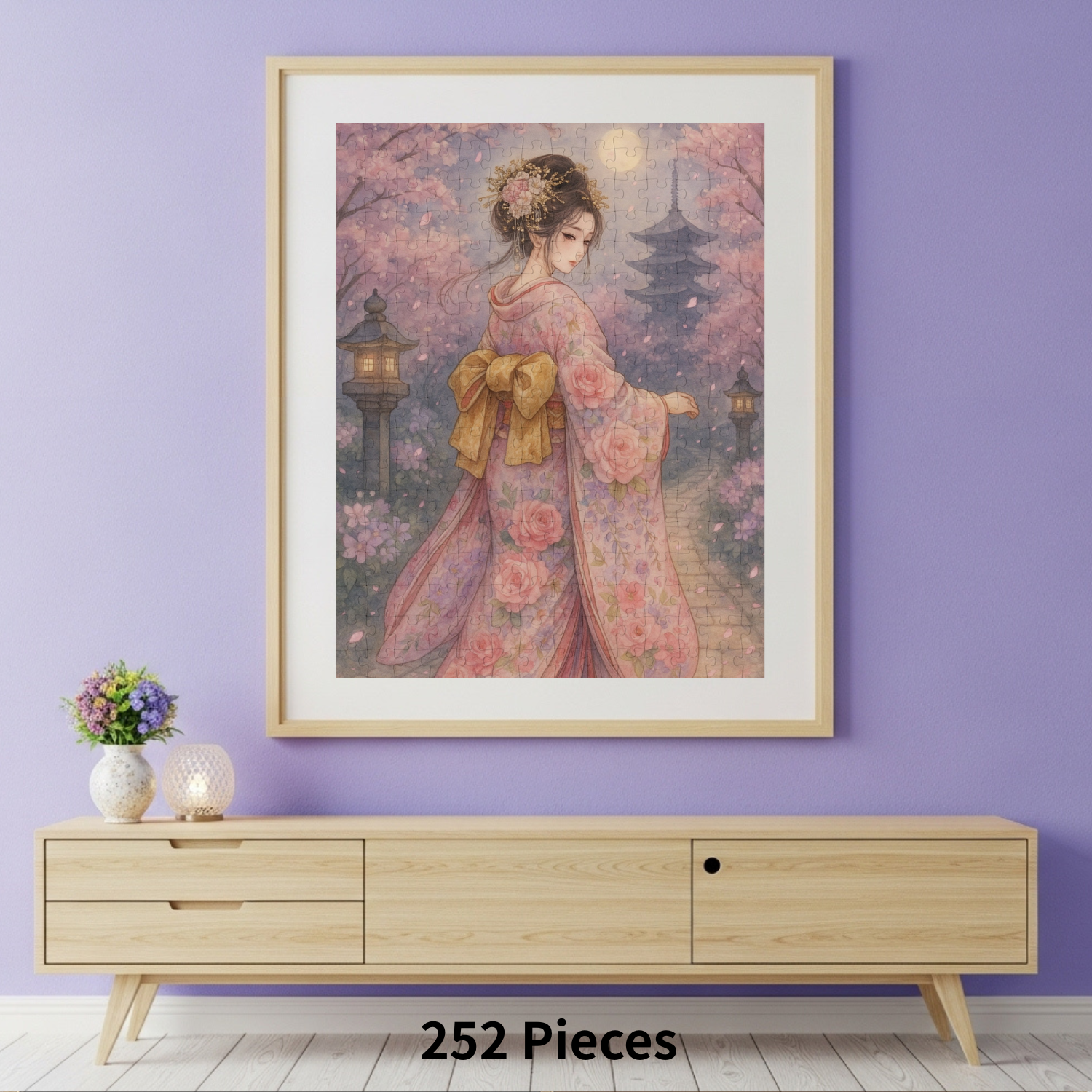 Kimono Beauty Puzzle – Cherry Path Under the Moonlight (252 / 500 / 1000 Pieces) product thumbnail image