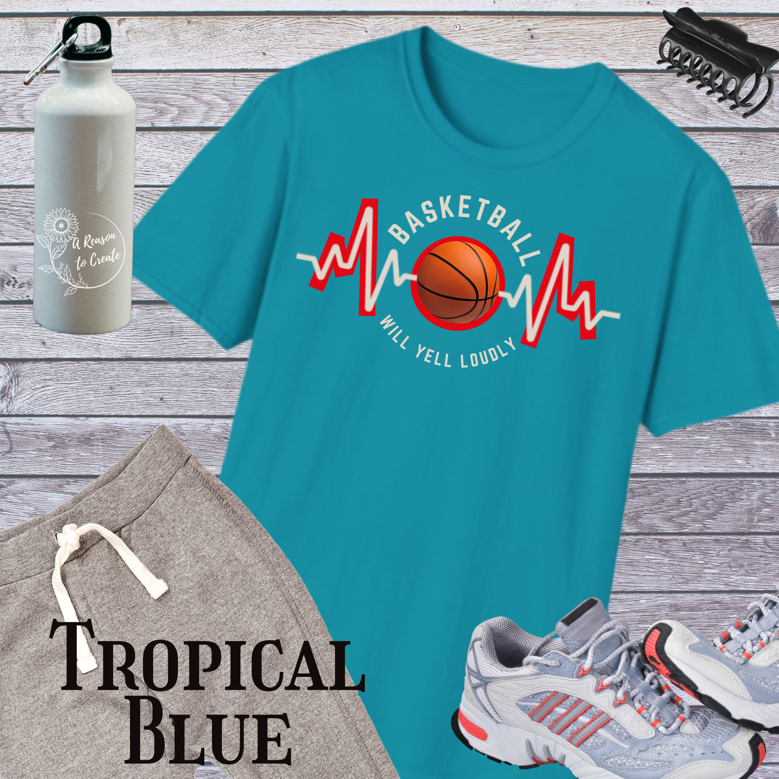 Basketball Heartbeat Unisex Softstyle T-Shirt, Sports Tee, Gift for Athletes, Workout Shirt, Basketball Fan Apparel, Casual Wear