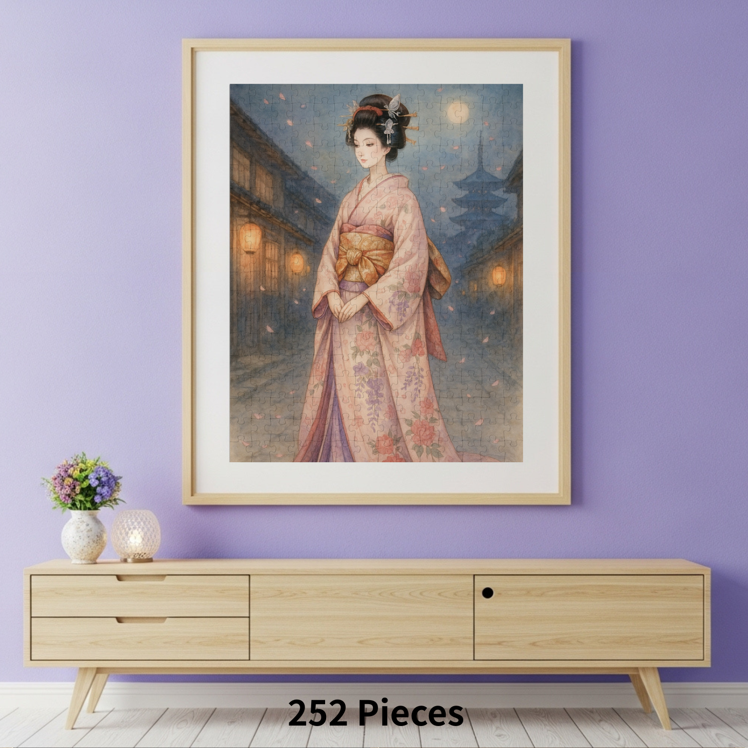 Kimono Beauty Puzzle – Moonlit Evening with a Kyoto Princess (252 / 500 / 1000 Pieces) product thumbnail image
