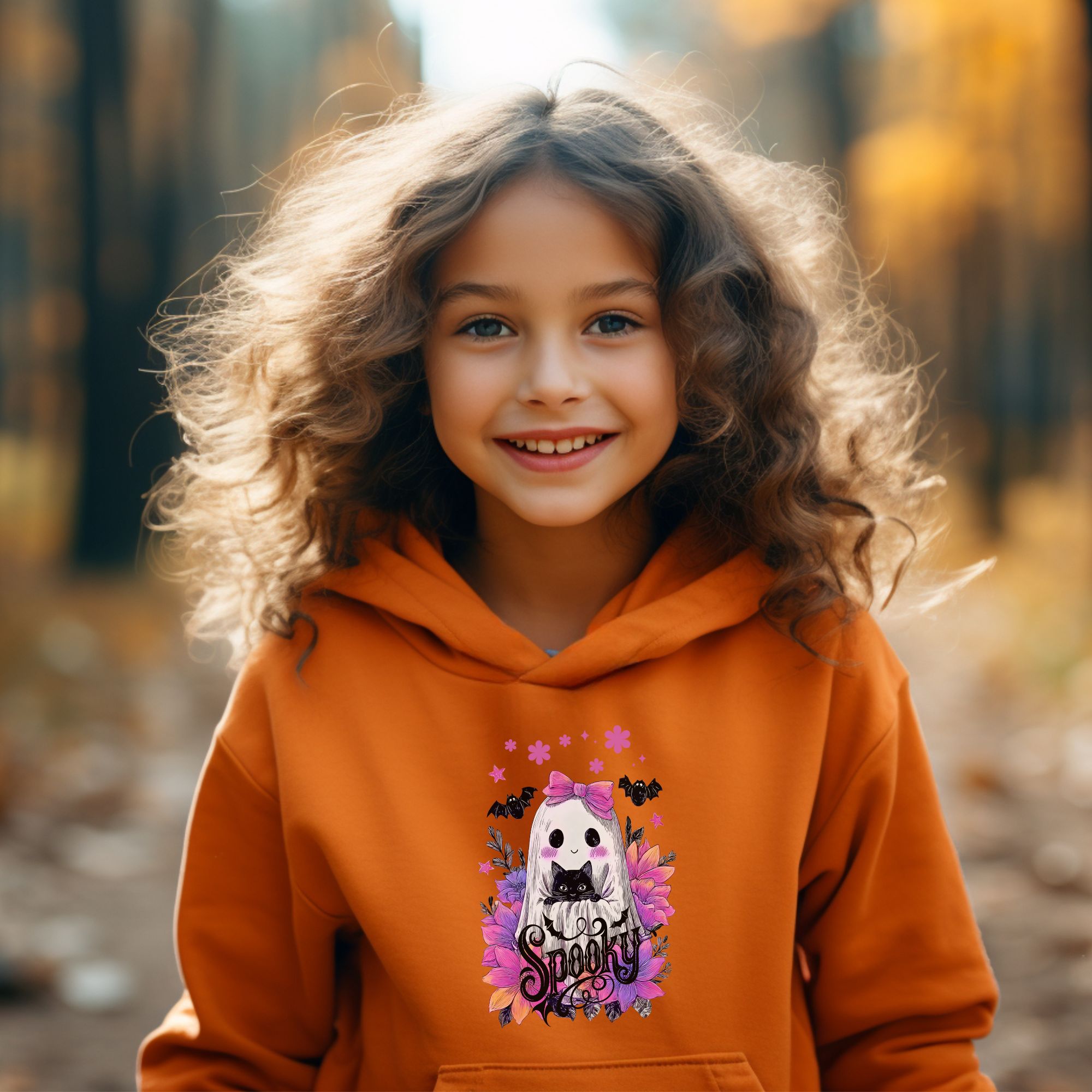 Spooky Ghost &amp; Cat Halloween Hoodie product thumbnail image