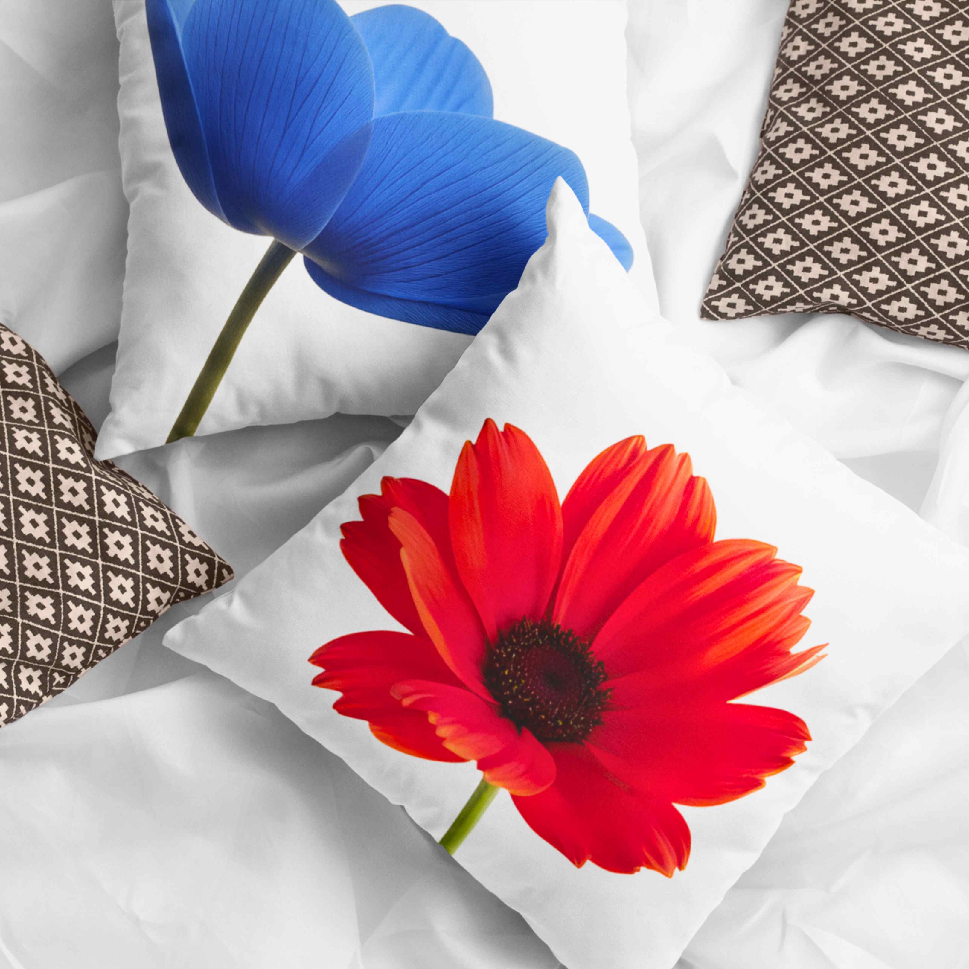 Blue Floral Decorative Pillow, Cozy Home Accent, Gift for Nature Lovers, Stylish Cushion for Living Room, Spring Decor, Housewarming Gift product thumbnail image