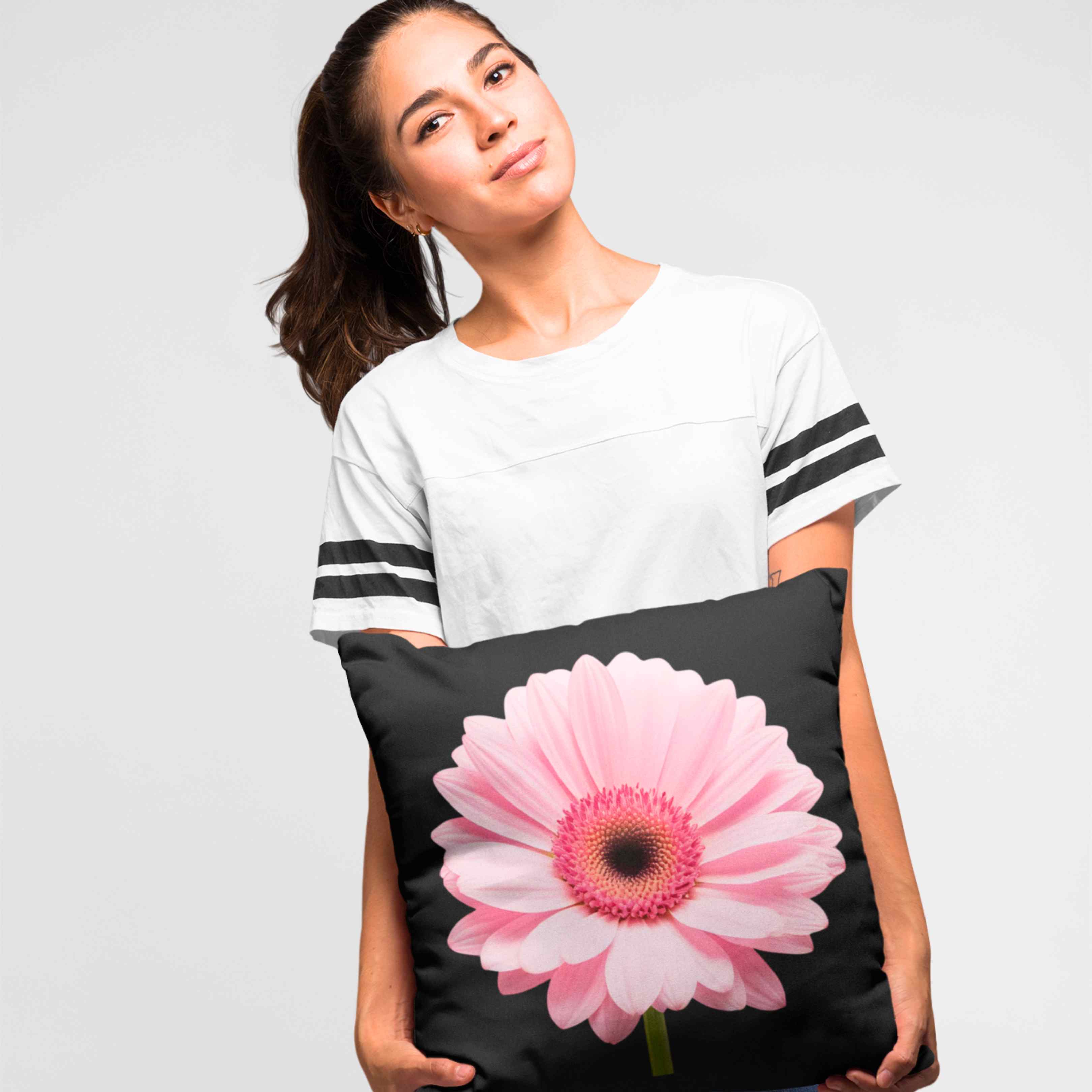 Pink Gerbera Daisy Square Pillow | Floral Accent Cushion for Home Decor, Gift for Her, Spring Decor, Flower Lover's Decorative Pillow product thumbnail image