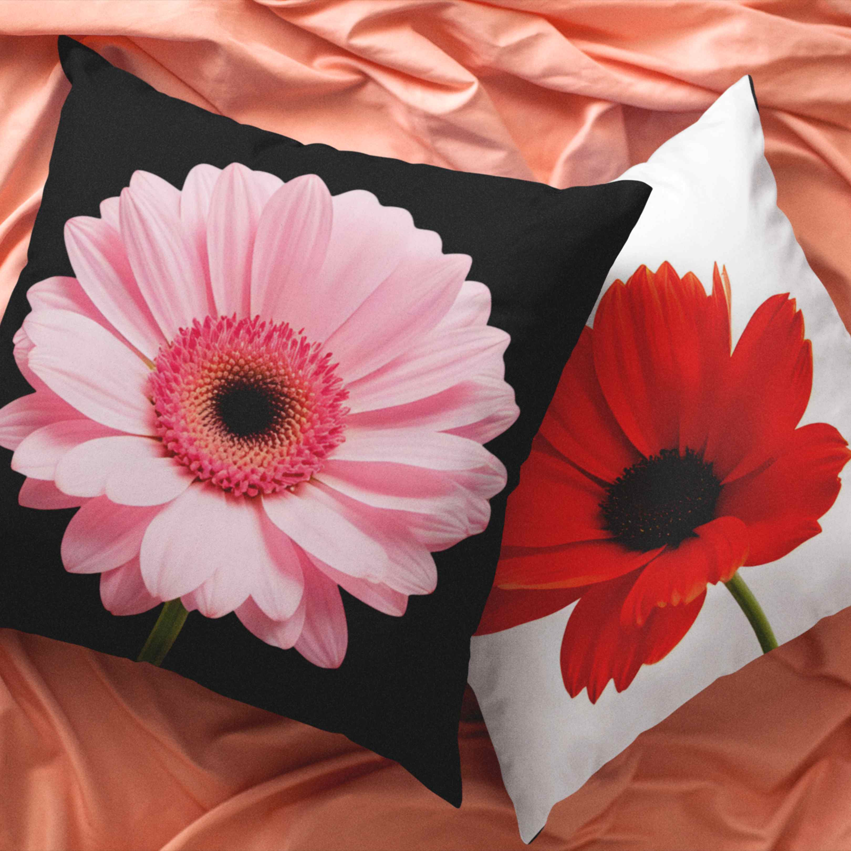 Pink Gerbera Daisy Square Pillow | Floral Accent Cushion for Home Decor, Gift for Her, Spring Decor, Flower Lover's Decorative Pillow product thumbnail image