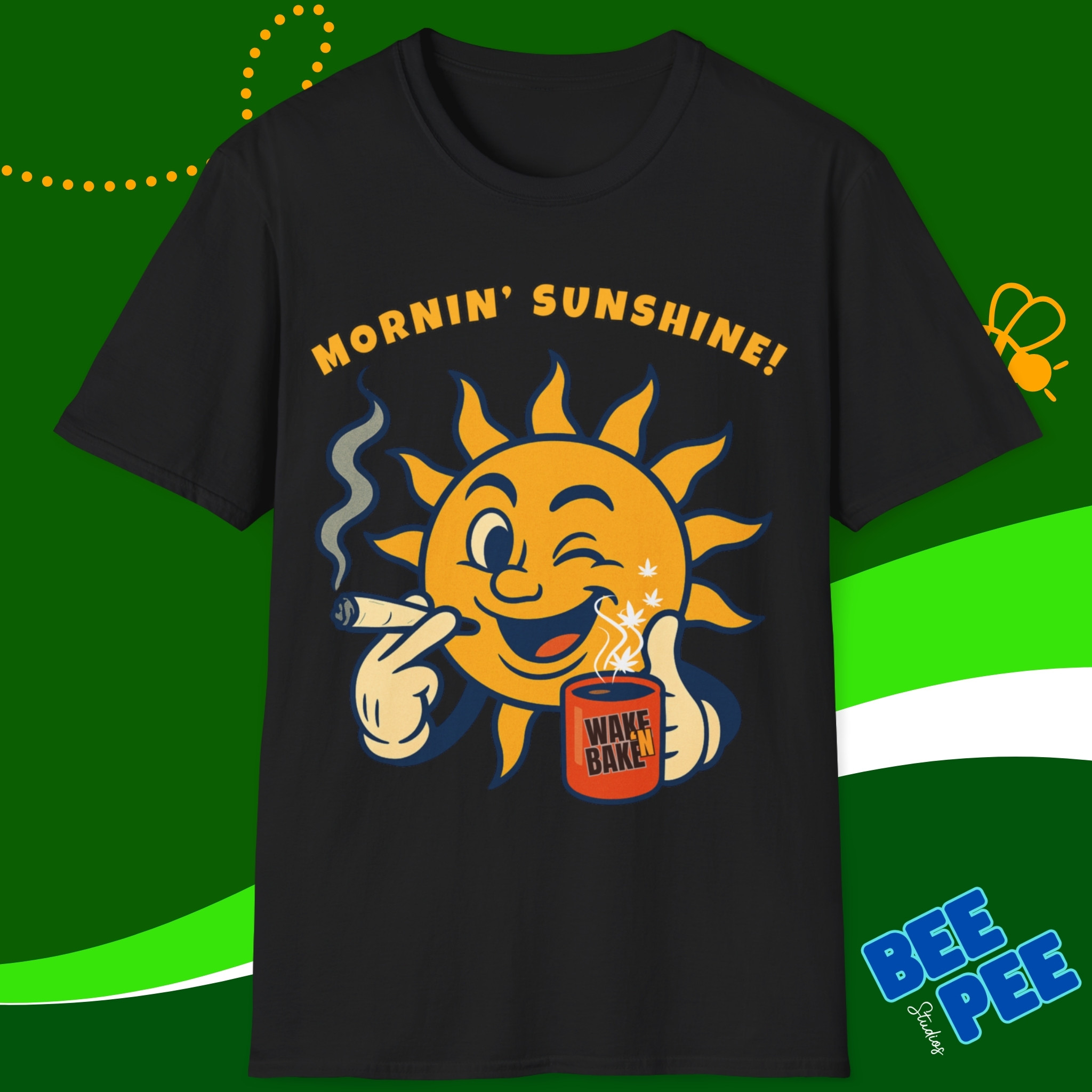 Funny Sun "Wake 'N Bake" Softstyle T-Shirt product thumbnail image Funny Sun "Wake 'N Bake" Softstyle T-Shirt product thumbnail image