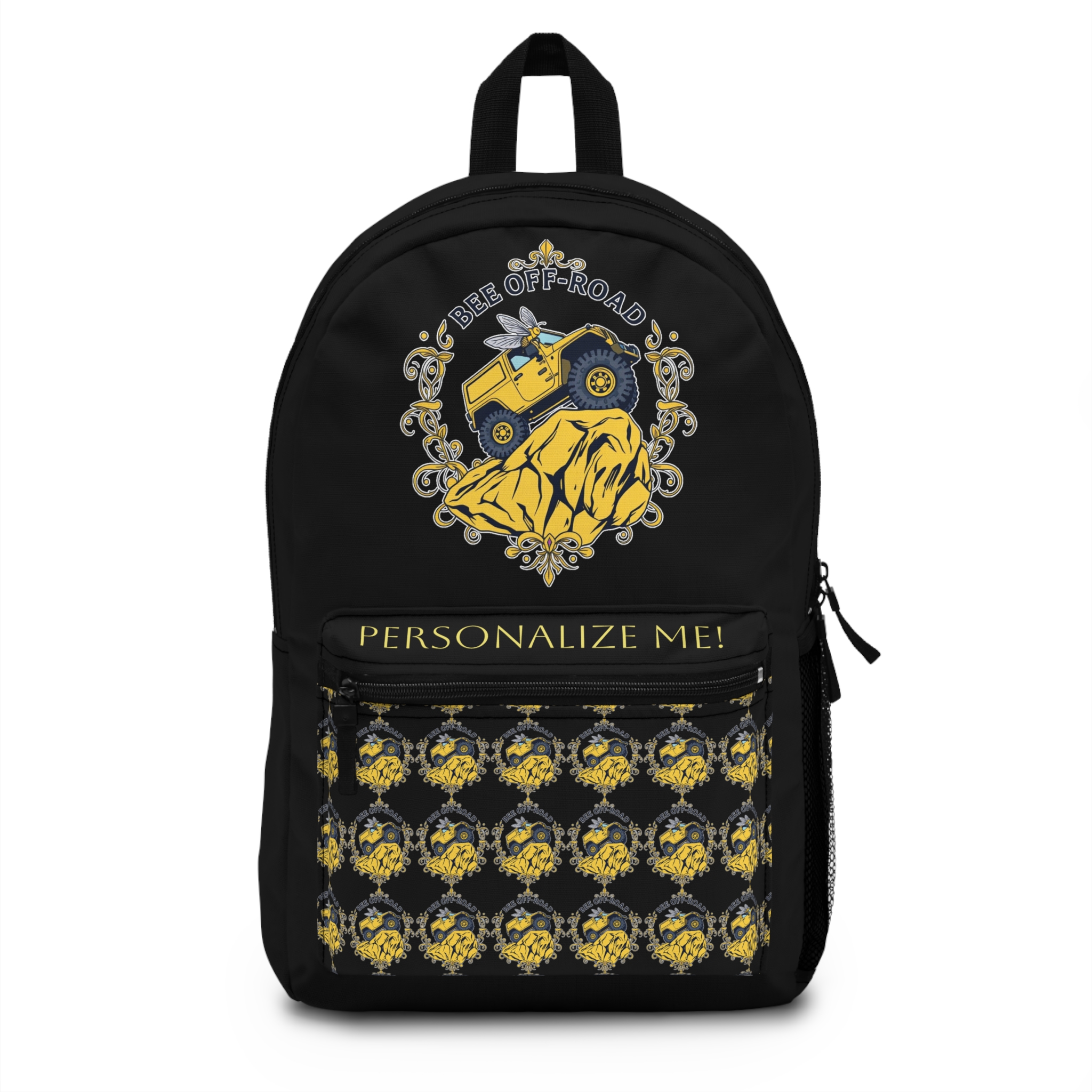 Heavy-Duty Jeep Backpack with Laptop Pocket | 'Bee Off-Road' logo - Bold Black Travel Bag for Jeep Lovers, Students or the Adventurous