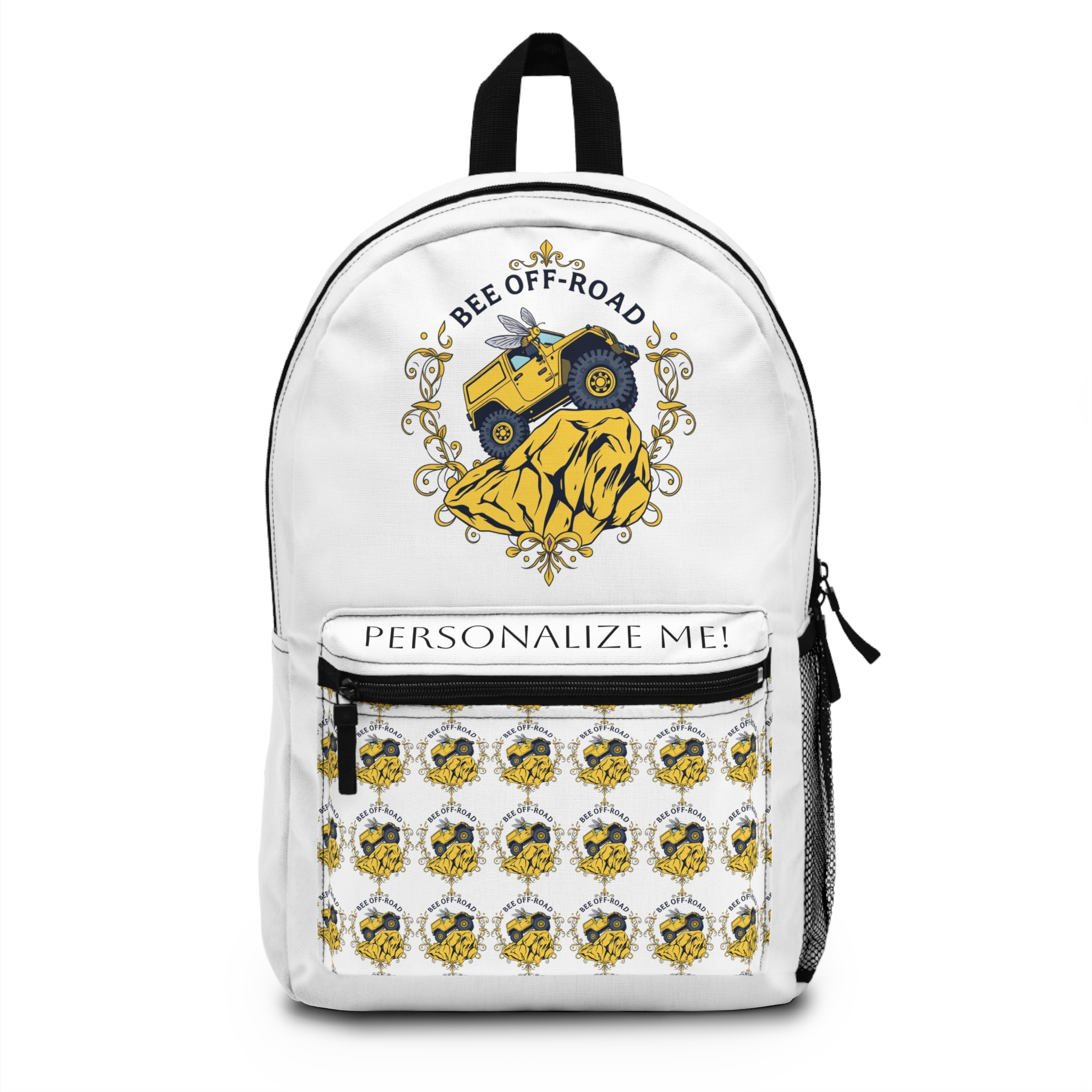 Heavy-Duty Jeep Backpack with Laptop Pocket | 'Bee Off-Road' logo - Bold White Travel Bag for Jeep Lovers, Students or the Adventurous product thumbnail image Heavy-Duty Jeep Backpack with Laptop Pocket | 'Bee Off-Road' logo - Bold White Travel Bag for Jeep Lovers, Students or the Adventurous product thumbnail image