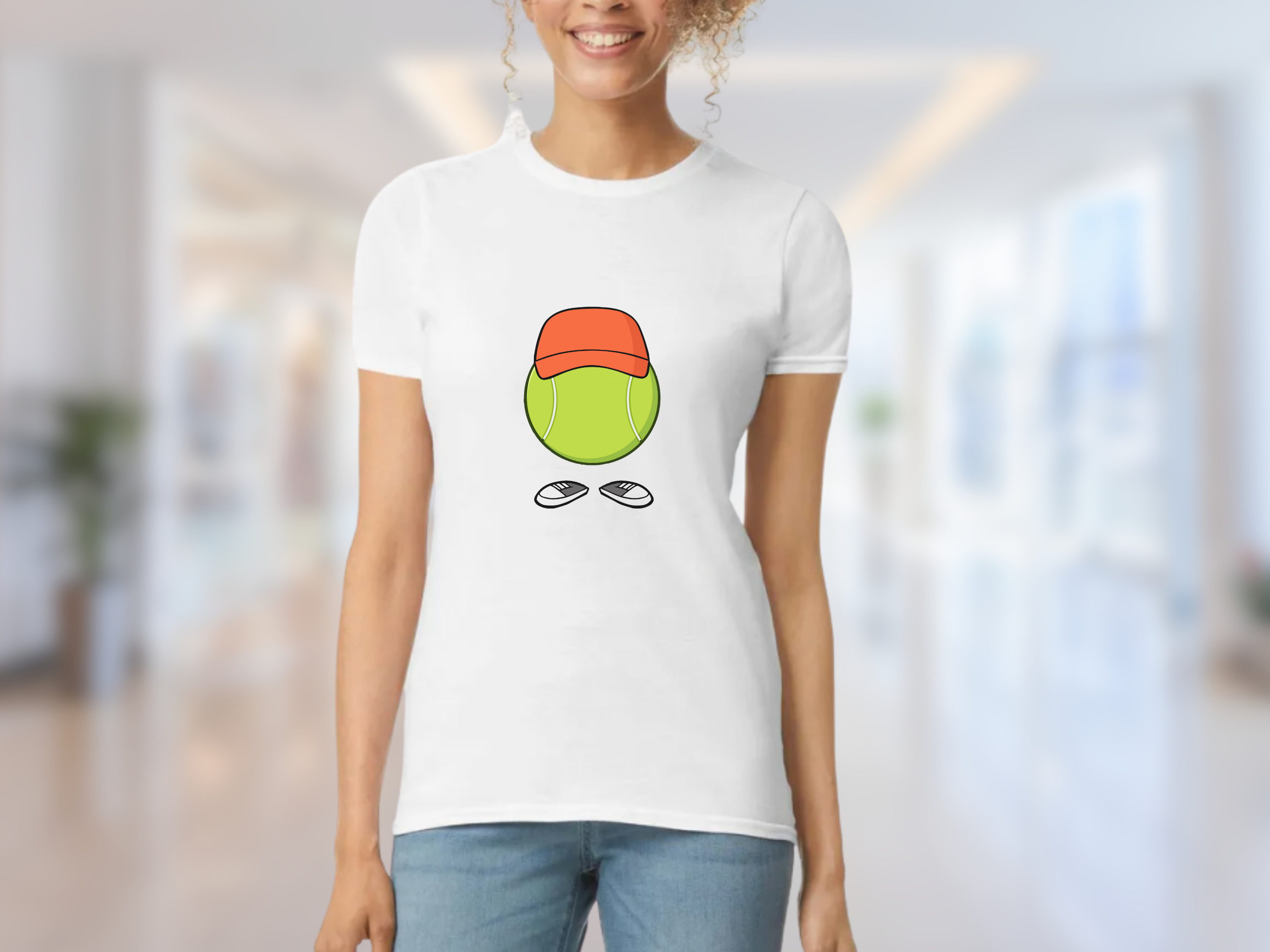 Tennis Ball Man Softstyle Tee, Cute Sports Tee, Women's Tennis Shirt, Casual Graphic Tee, Cute Tennis Lover Gift