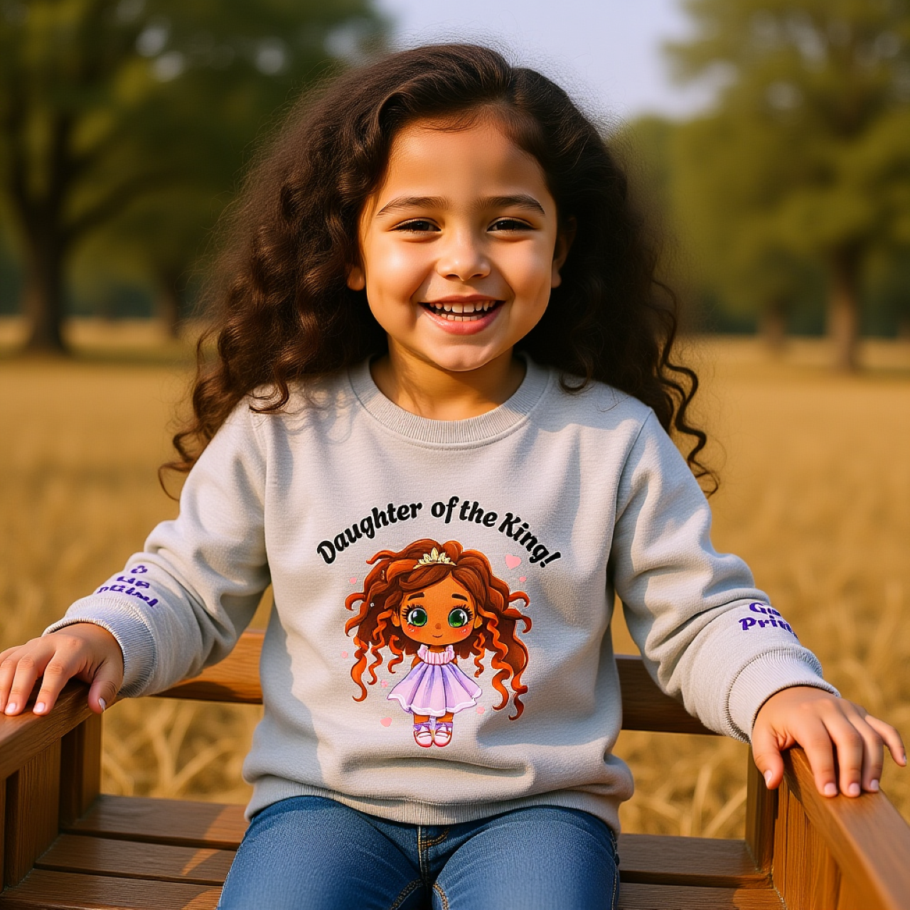 Toddler Sweatshirt - Daughter of the King Design, Cute Gift for Little Girls, Birthday Present, Princess Sweatshirt, Toddler Apparel product thumbnail image Toddler Sweatshirt - Daughter of the King Design, Cute Gift for Little Girls, Birthday Present, Princess Sweatshirt, Toddler Apparel product thumbnail image
