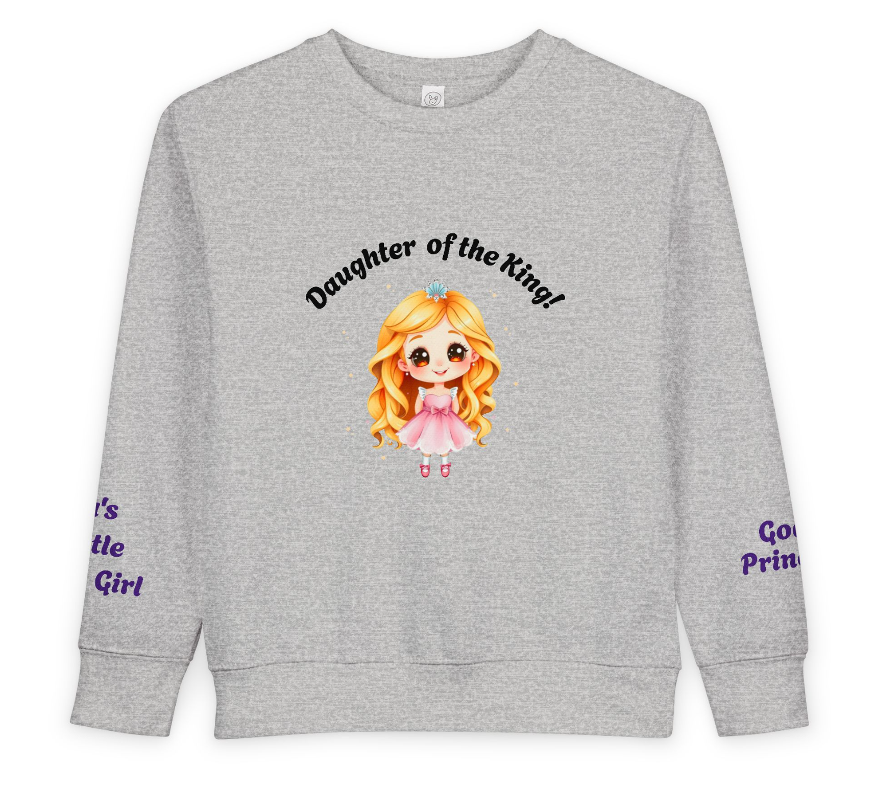 Toddler Sweatshirt - Daughter of the King Design, Cute Gift for Little Girls, Birthday Present, Princess Sweatshirt, Toddler Apparel product thumbnail image Toddler Sweatshirt - Daughter of the King Design, Cute Gift for Little Girls, Birthday Present, Princess Sweatshirt, Toddler Apparel product thumbnail image