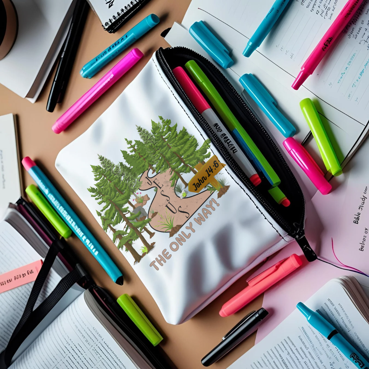 Jesus is The ONLY WAY Accessory Pouch, Nature Lover's Gift, Jesus The Only Way, Christian Travel Organizer, Faith-Based Art product thumbnail image Jesus is The ONLY WAY Accessory Pouch, Nature Lover's Gift, Jesus The Only Way, Christian Travel Organizer, Faith-Based Art product thumbnail image