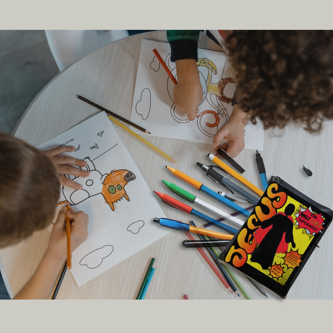 Jesus is The ONLY REAL Superhero Accessory Pouch, Bible pen, pencil, marker bag, Gift for Faith Lovers, Fun Travel Bag, Cute Makeup Bag, product thumbnail image Jesus is The ONLY REAL Superhero Accessory Pouch, Bible pen, pencil, marker bag, Gift for Faith Lovers, Fun Travel Bag, Cute Makeup Bag, product thumbnail image