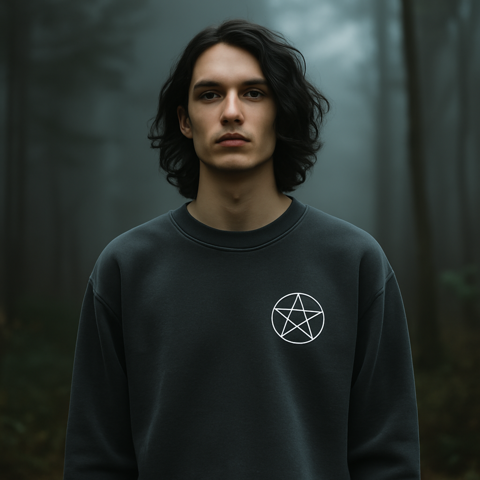 Witchy Pentagram Crewneck // Cozy Occult Aesthetic Sweatshirt product thumbnail image