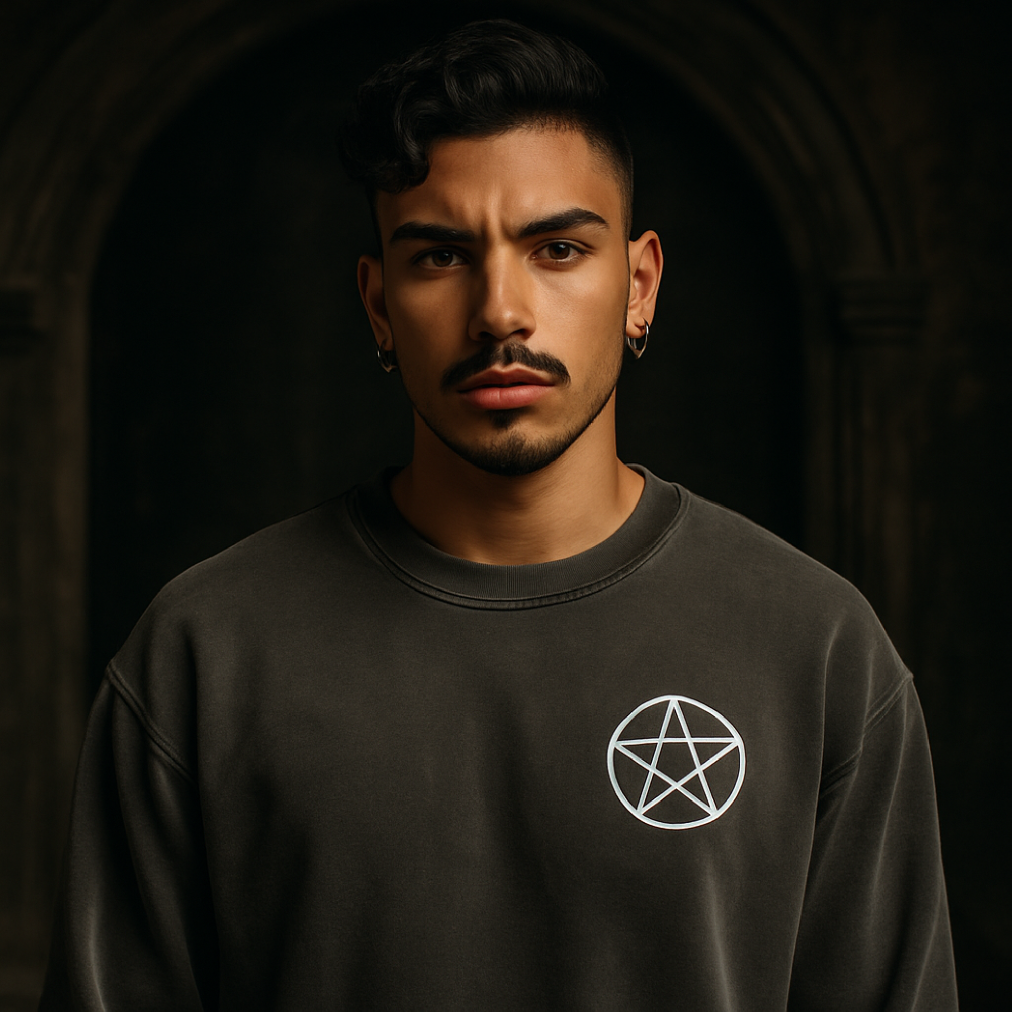 Witchy Pentagram Crewneck // Cozy Occult Aesthetic Sweatshirt product thumbnail image
