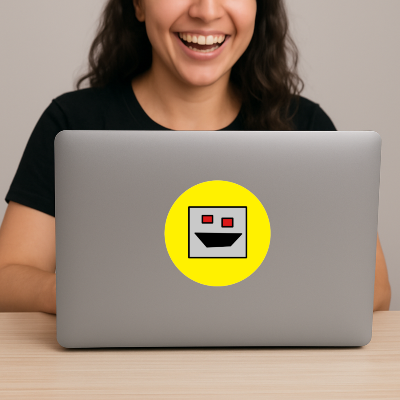 Happy Face Laptop Sticker | Fun & Friendly Vibes - Box Your Buddy product thumbnail image Happy Face Laptop Sticker | Fun & Friendly Vibes - Box Your Buddy product thumbnail image