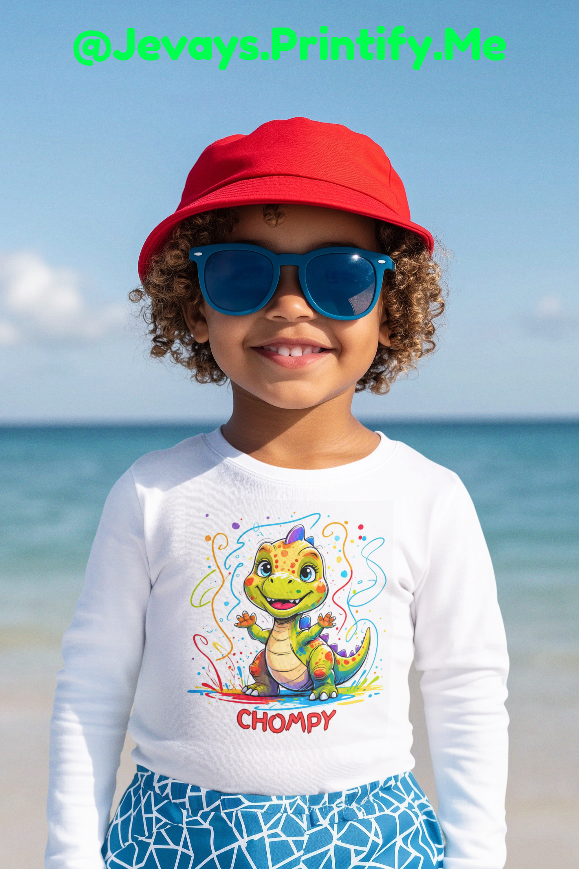 CHOMPY the Dinosaur,Charming Toddler Long Sleeve Tee with Chompy the Dinosaur Design, Kids Clothing, Cute Toddler Shirt, Birthday Gift