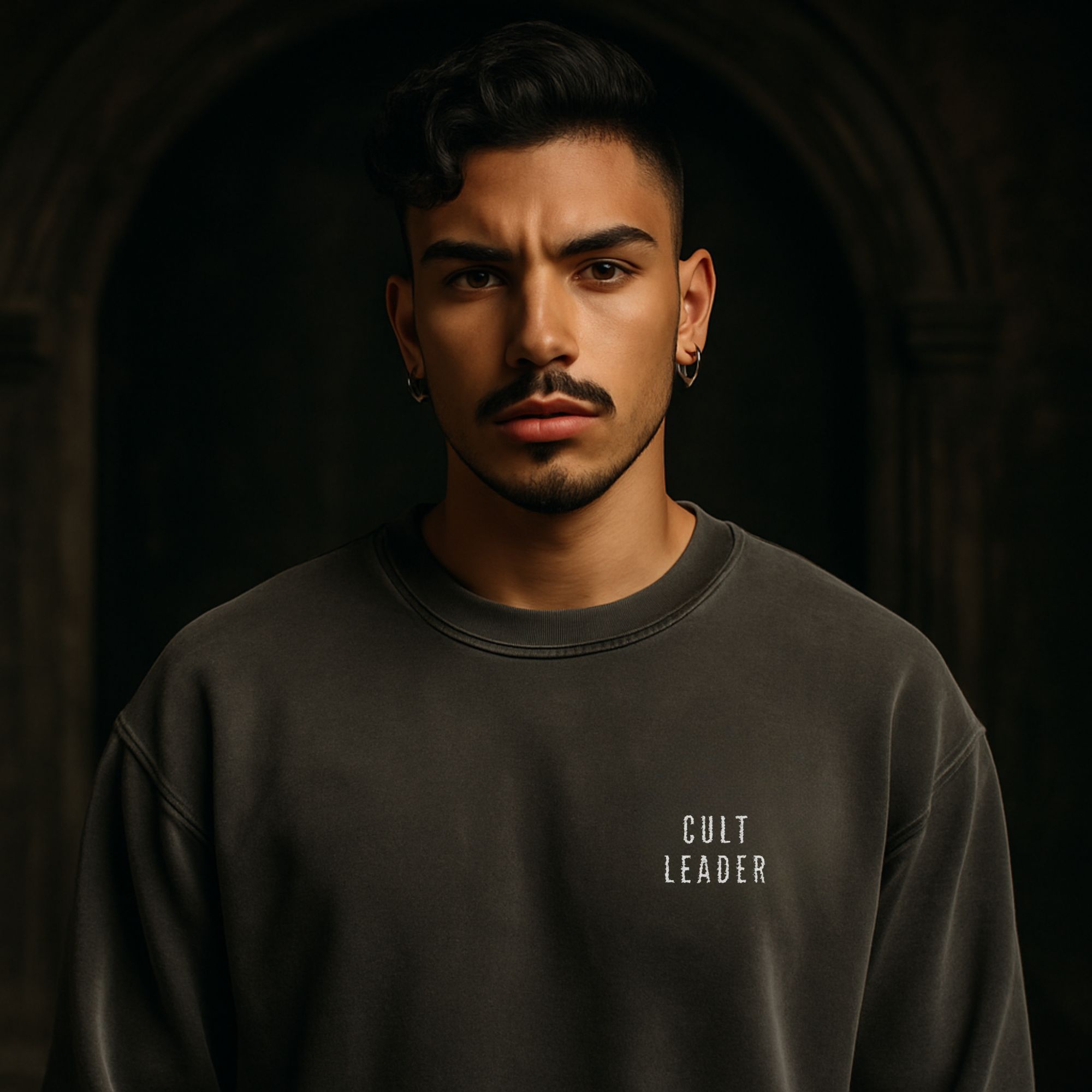 CULT LEADER Sweatshirt – Comfort Colors Pepper Crewneck – Embroidered Gothic Pullover product thumbnail image
