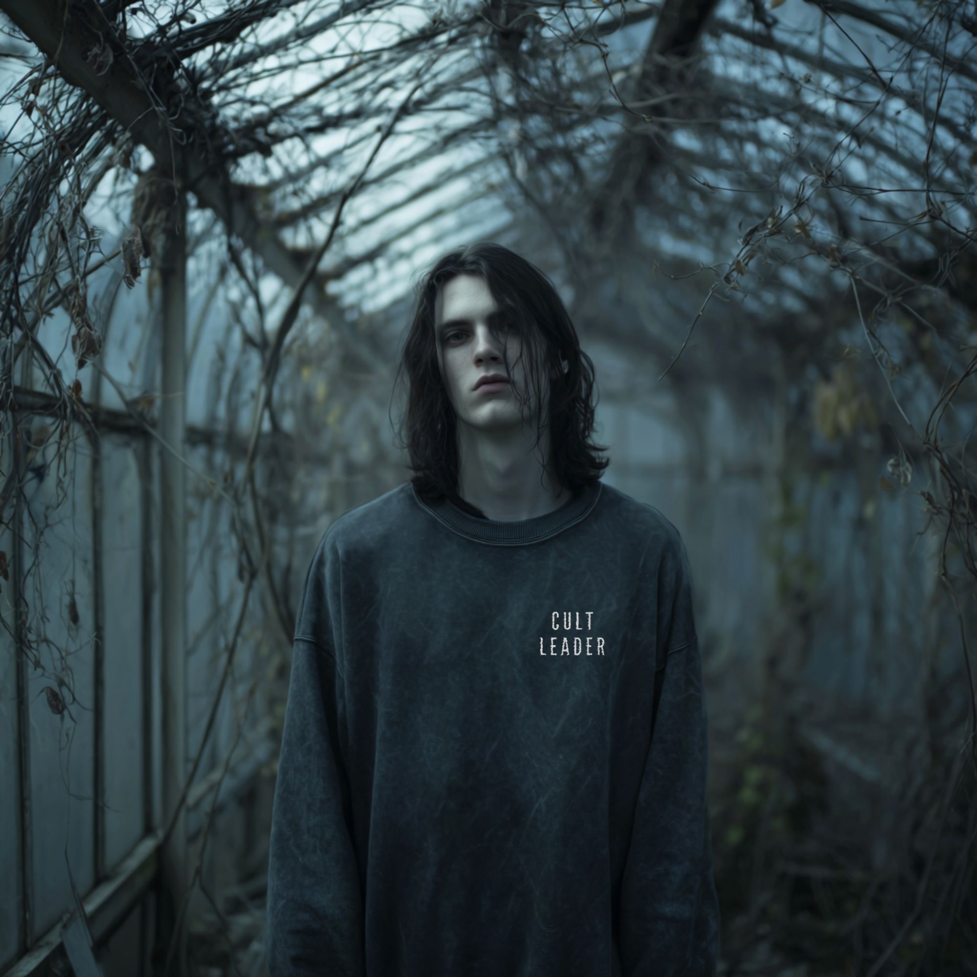 CULT LEADER Sweatshirt – Comfort Colors Pepper Crewneck – Embroidered Gothic Pullover product thumbnail image CULT LEADER Sweatshirt – Comfort Colors Pepper Crewneck – Embroidered Gothic Pullover product thumbnail image