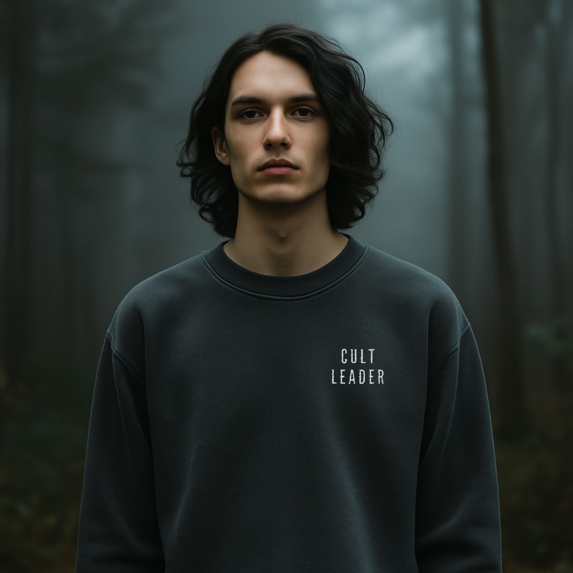 CULT LEADER Sweatshirt – Comfort Colors Pepper Crewneck – Embroidered Gothic Pullover product thumbnail image
