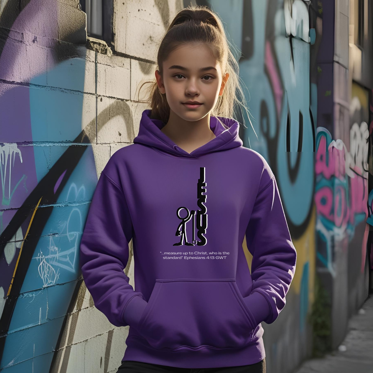 Jesus is THE Standard Youth Hoodie with Bible Verse, Cozy Pullover, Perfect for School, Gifts for Teens, Casual Everyday Wear, Bible Clothes, Christian Religious Clothes