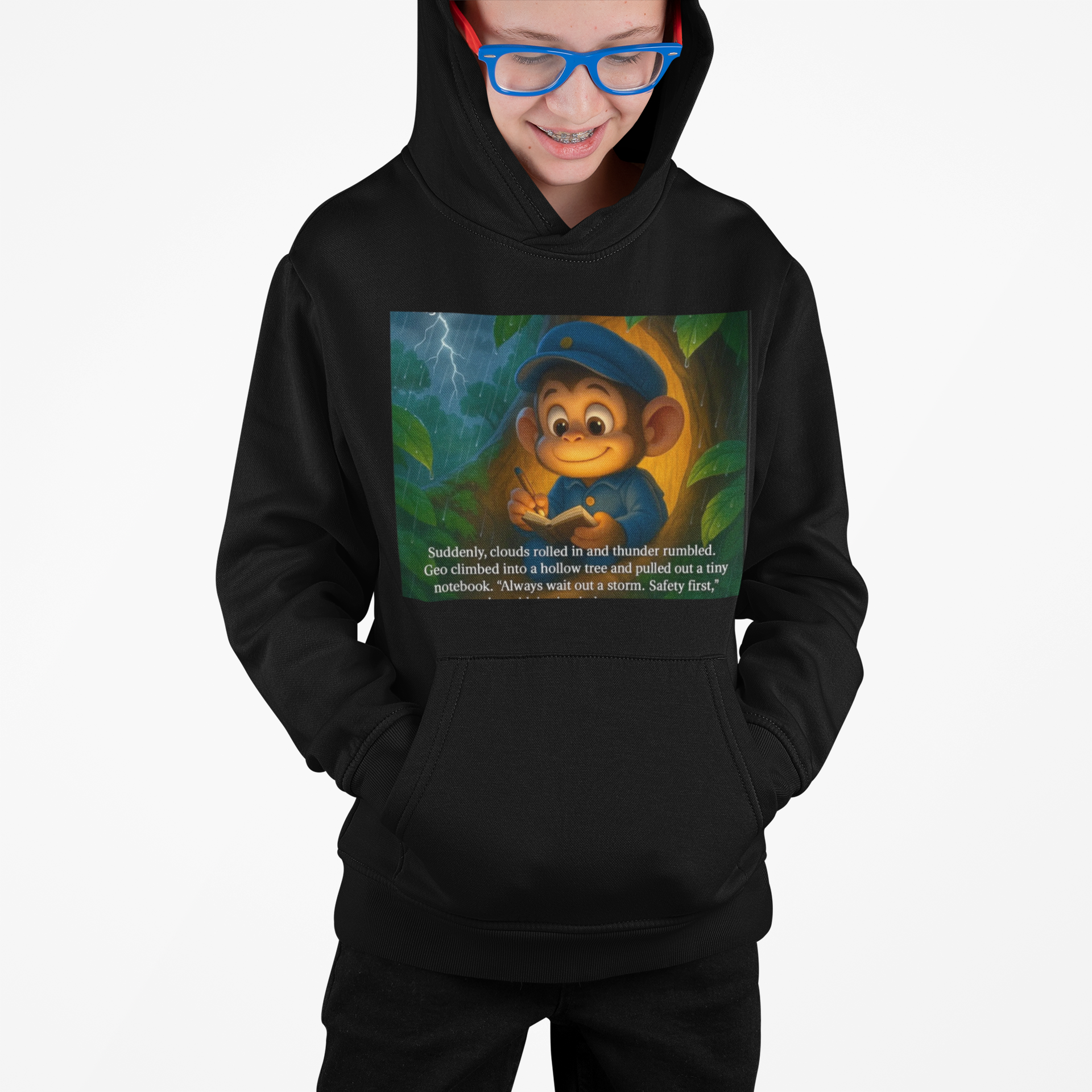 Kids Geo the Monkey Hoodie product thumbnail image