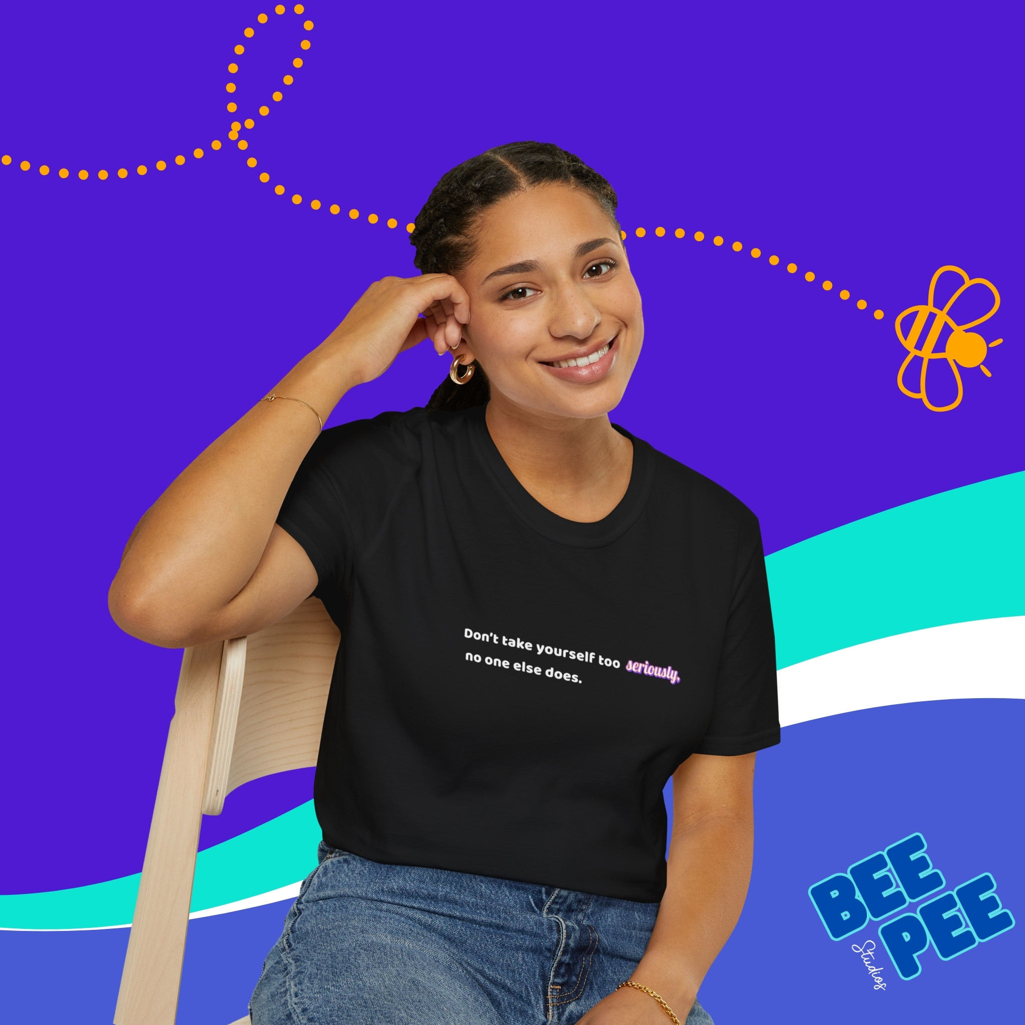 Humorous Black T-Shirt - "Don't Take Yourself Too Seriously," Casual Wear, Gift for Friends, Motivation Tee, Everyday Comfort product thumbnail image Humorous Black T-Shirt - "Don't Take Yourself Too Seriously," Casual Wear, Gift for Friends, Motivation Tee, Everyday Comfort product thumbnail image