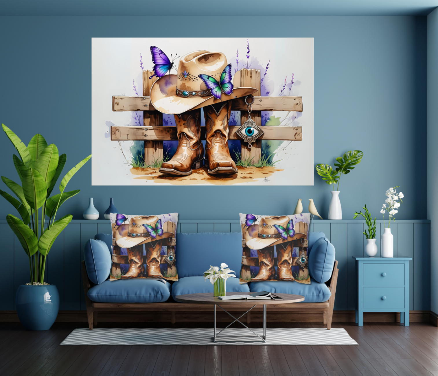 Rustic Western Canvas Art, Cowboy Hat and Boots Decor, Farmhouse Wall Art, Country Home Decoration, Gift for Cowgirl, Satin Stretched Wall Décor by CarmaQuanTarot product thumbnail image Rustic Western Canvas Art, Cowboy Hat and Boots Decor, Farmhouse Wall Art, Country Home Decoration, Gift for Cowgirl, Satin Stretched Wall Décor by CarmaQuanTarot product thumbnail image